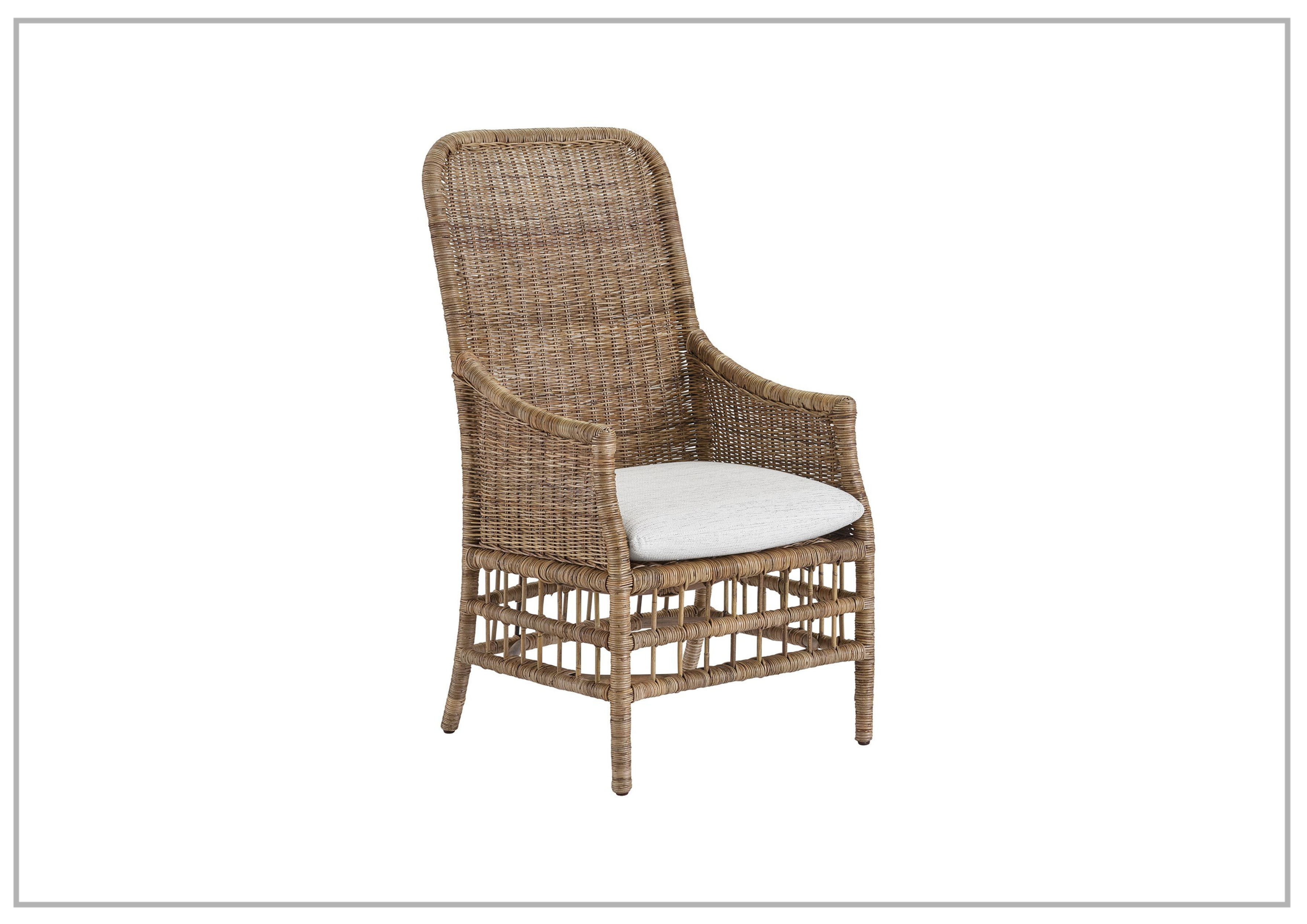 Universal Furniture Irving Woven Brown Arm Chair with Tall Backrest - Comfortable High Back Dining Chair for Living Room, Office & Restaurant Use