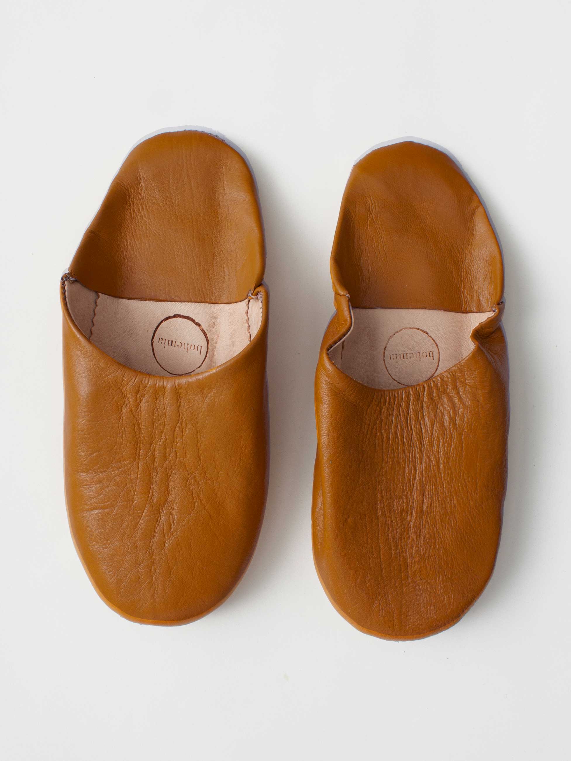 Authentic Moroccan Babouche Slippers - Soft Leather Caramel Color House Shoes | Cozy Homewear for Indoor Comfort & Boho Chic Style
