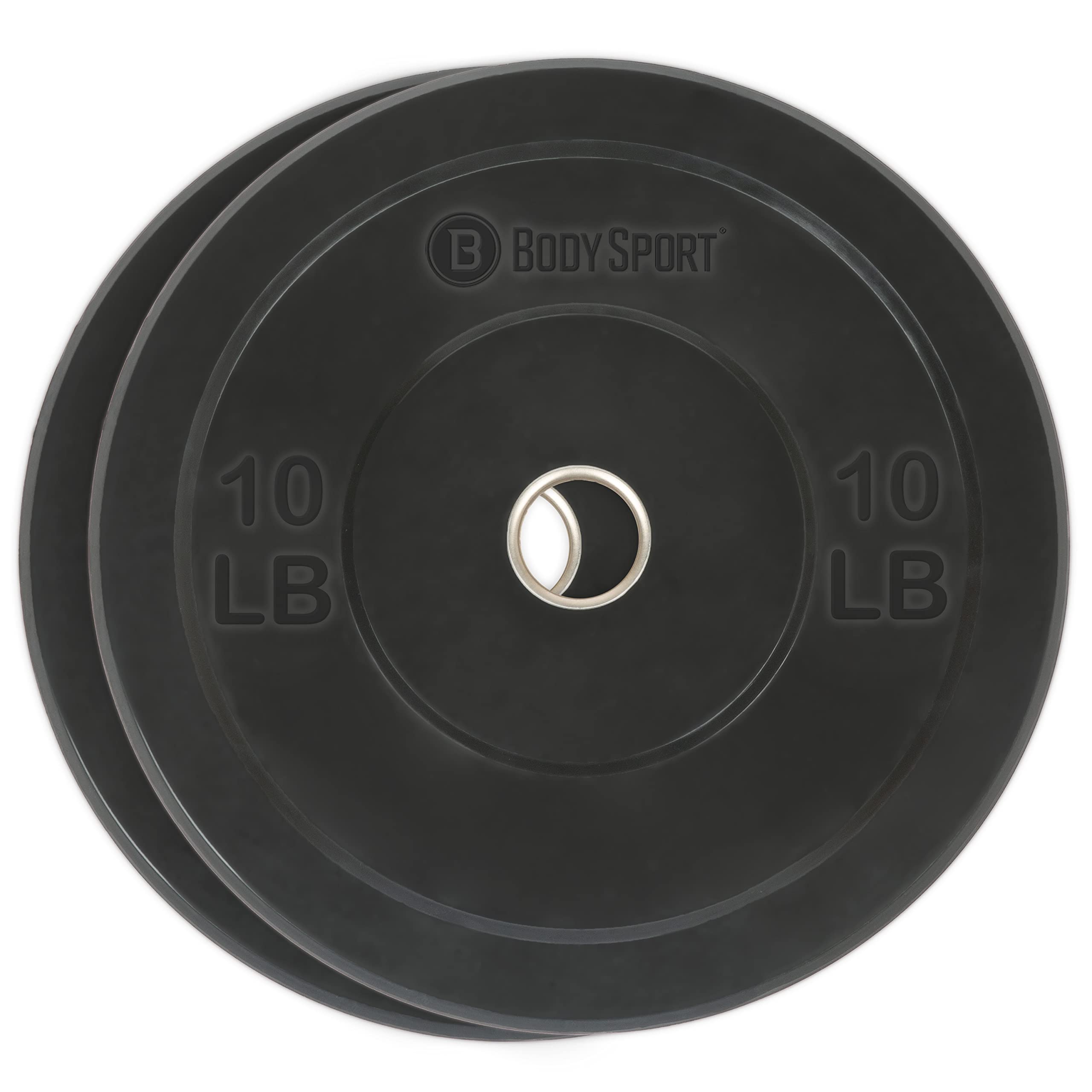 Body Sport 2” Rubber Olympic Bumper Plate Set - Durable Bumper Weight Plates for CrossFit & Strength Training - Impact Absorbing Rubber Plates with Stainless Steel Insert - Perfect for Home Gym & Weightlifting Workouts