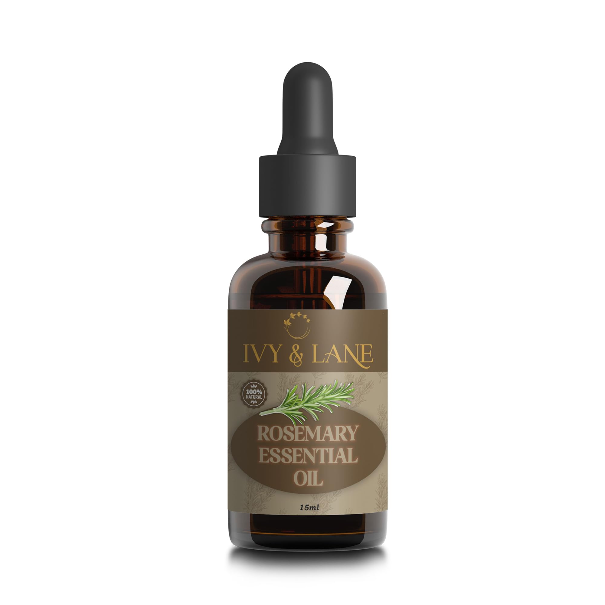 **Ivy & Lane 100% Pure Organic Rosemary Essential Oil – Undiluted, Therapeutic Grade for Aromatherapy, Promotes Healthy Hair, Skin & Mind – 15ml with Dropper – Perfect for Diffusers, Massage & DIY Beauty**