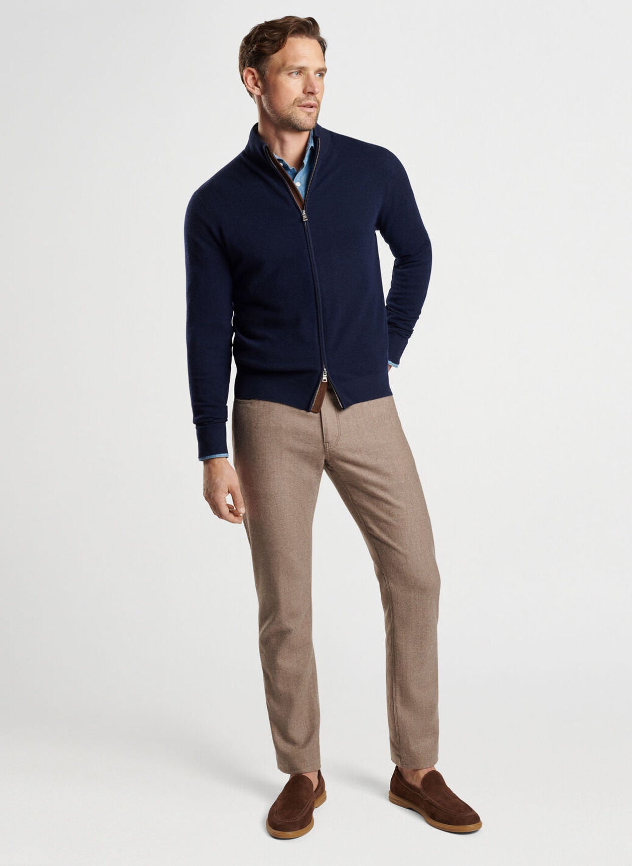 PETER MILLAR SLD Full-Zip Cardigan Sweater for Men | Lightweight & Stylish | Perfect for Casual Wear, Office & Outdoor Activities