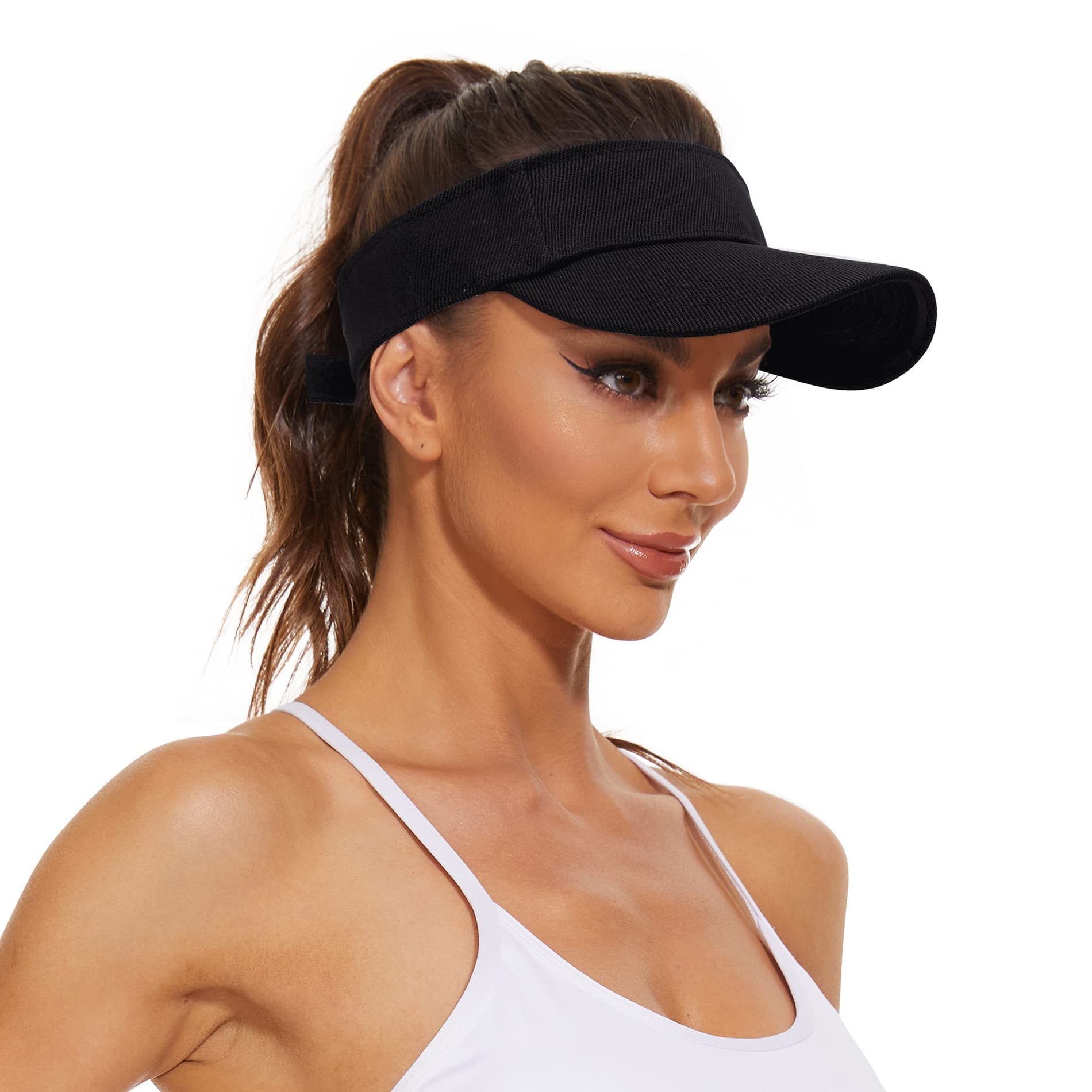 Adjustable Cotton Sun Visor Hat for Men & Women - UPF 50+ Sun Protection Cap for Golf, Tennis, Running & Outdoor Activities