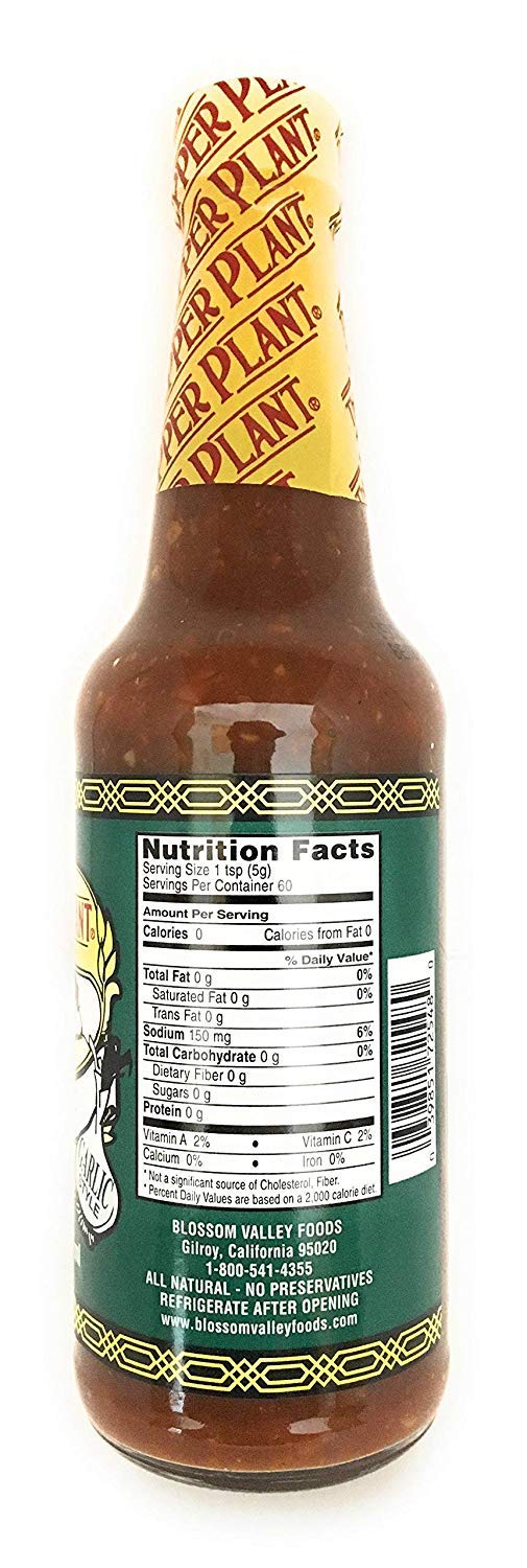 PEPPER PLANT Chunky Garlic Hot Pepper Sauce - 10oz Bottle | Spicy Gourmet Condiment for Wings, Tacos & BBQ | Made with Fresh Peppers & Garlic