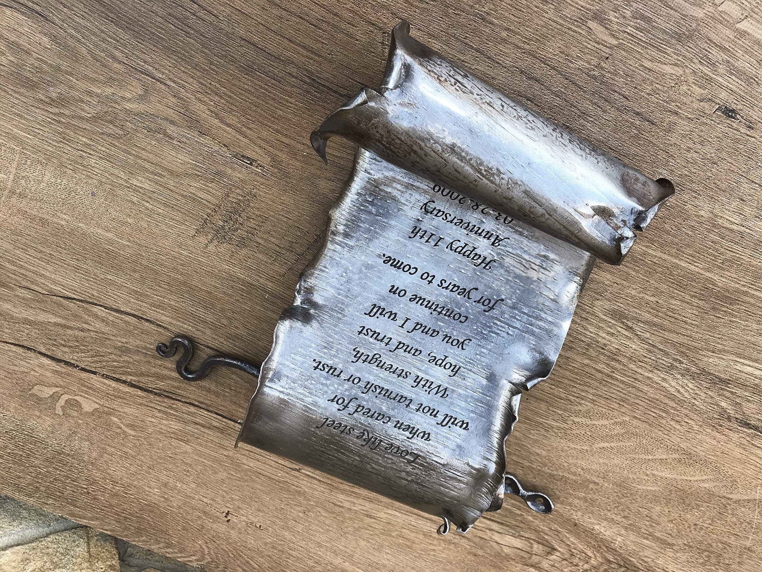 Personalized Steel Scroll - 11th Anniversary Gift for Couples | Custom Steel Keepsake for Him & Her | Perfect for Wedding Anniversaries, Romantic Gifts & Home Decor