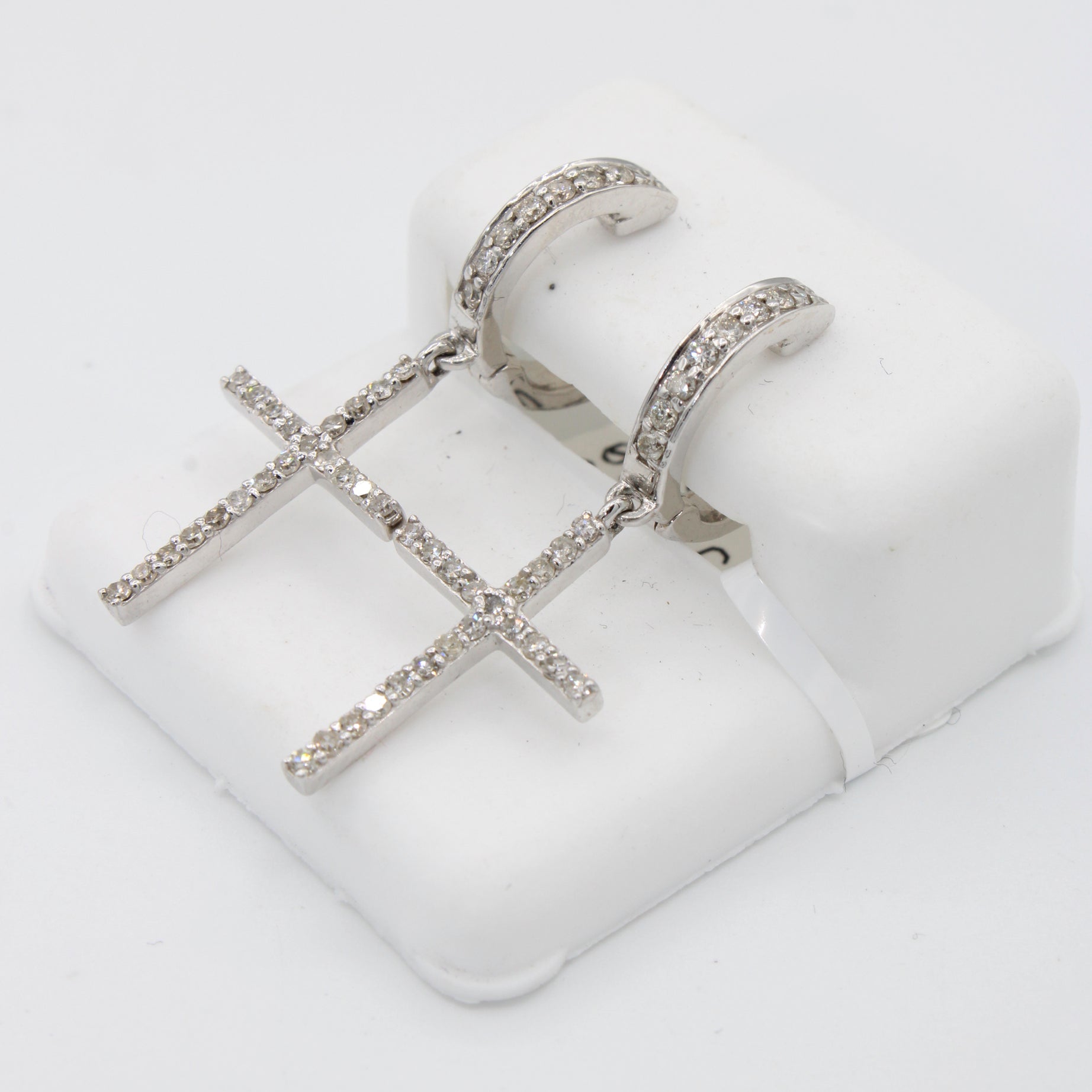 14K Gold 11.2MM Cross Hoop Diamond Earrings for Women - JTJ™ Luxury Jewelry | Perfect for Gifts, Parties & Everyday Wear