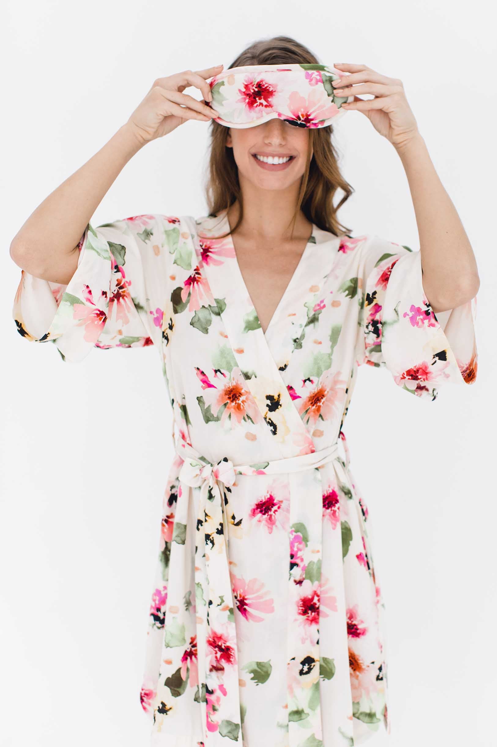 Floral Print Rayon Sleep Mask - Soft & Comfortable Eye Mask for Sleeping, Travel & Relaxation - Watercolor Dreams Design