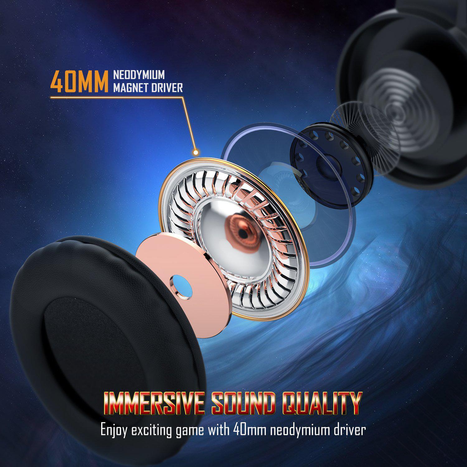ONIKUMA K19 Professional Gaming Headset with RGB LED Lights - Noise Cancelling Mic, Comfortable Ear Cushions for PC, PS4, Xbox - Perfect for FPS Games & Late Night Gaming Sessions