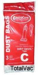 Dirt Devil Vacuum Cleaner Type C Replacement Bags - 3 Pack | Compatible with Various Dirt Devil Models | Ideal for Home Cleaning & Pet Hair Removal