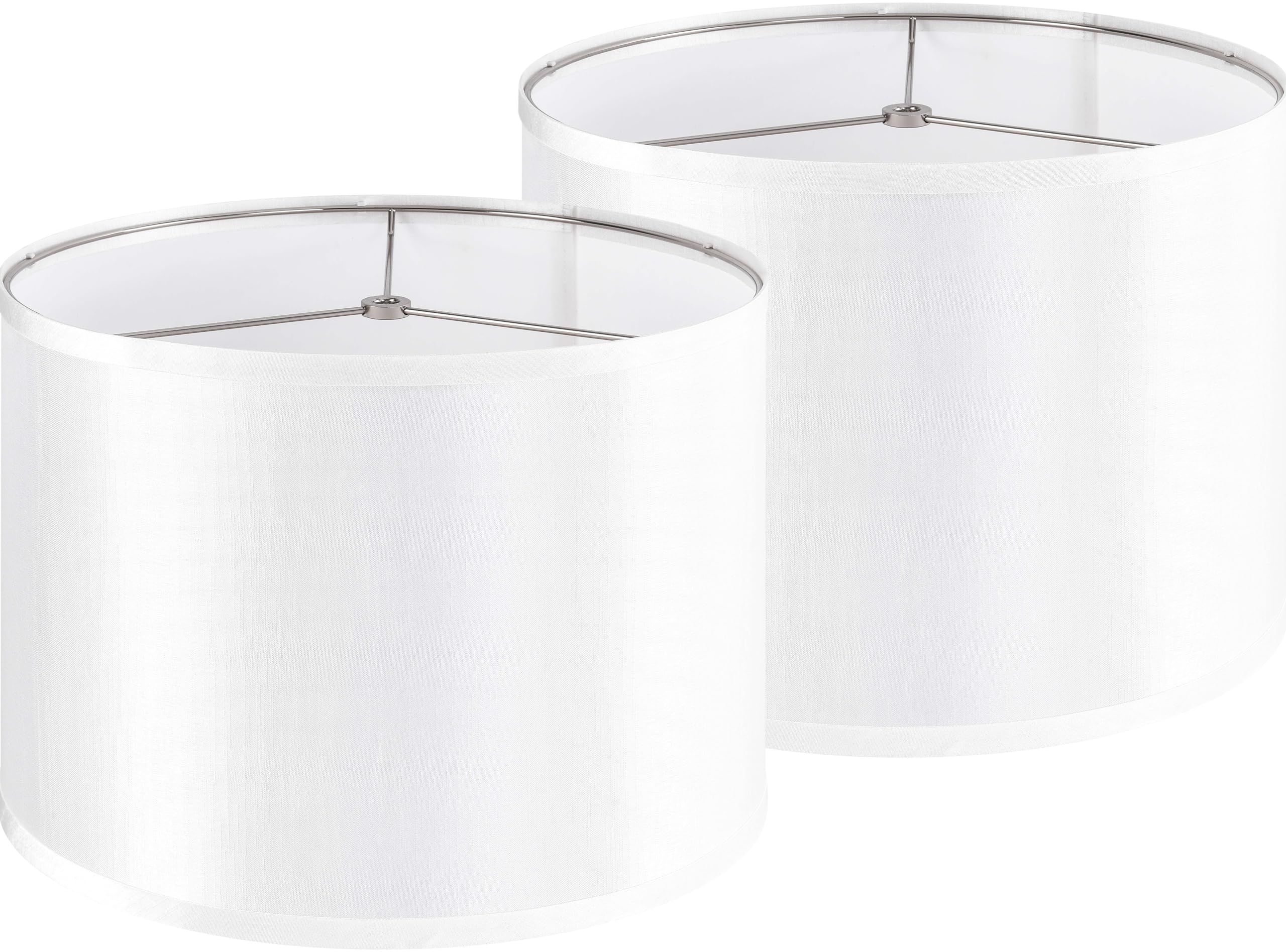 Silver-White Drum Lamp Shades Set of 2 - 13