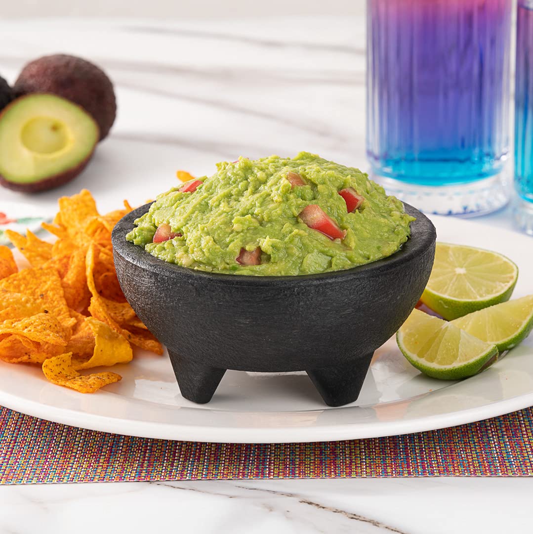10oz Molcajete-Style Salsa Bowls - 3-Legged Black Plastic Serving Dishes | Microwave & Dishwasher Safe, Shatterproof | Perfect for Guacamole, Dips, Nuts, Candy & Condiments | Ideal for Parties, Mexican Cuisine & Everyday Use