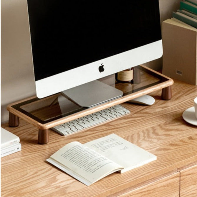 Solid Oak Wood Table Shelves - Rustic Home Office & Living Room Storage Organizer for Books, Decor & Essentials