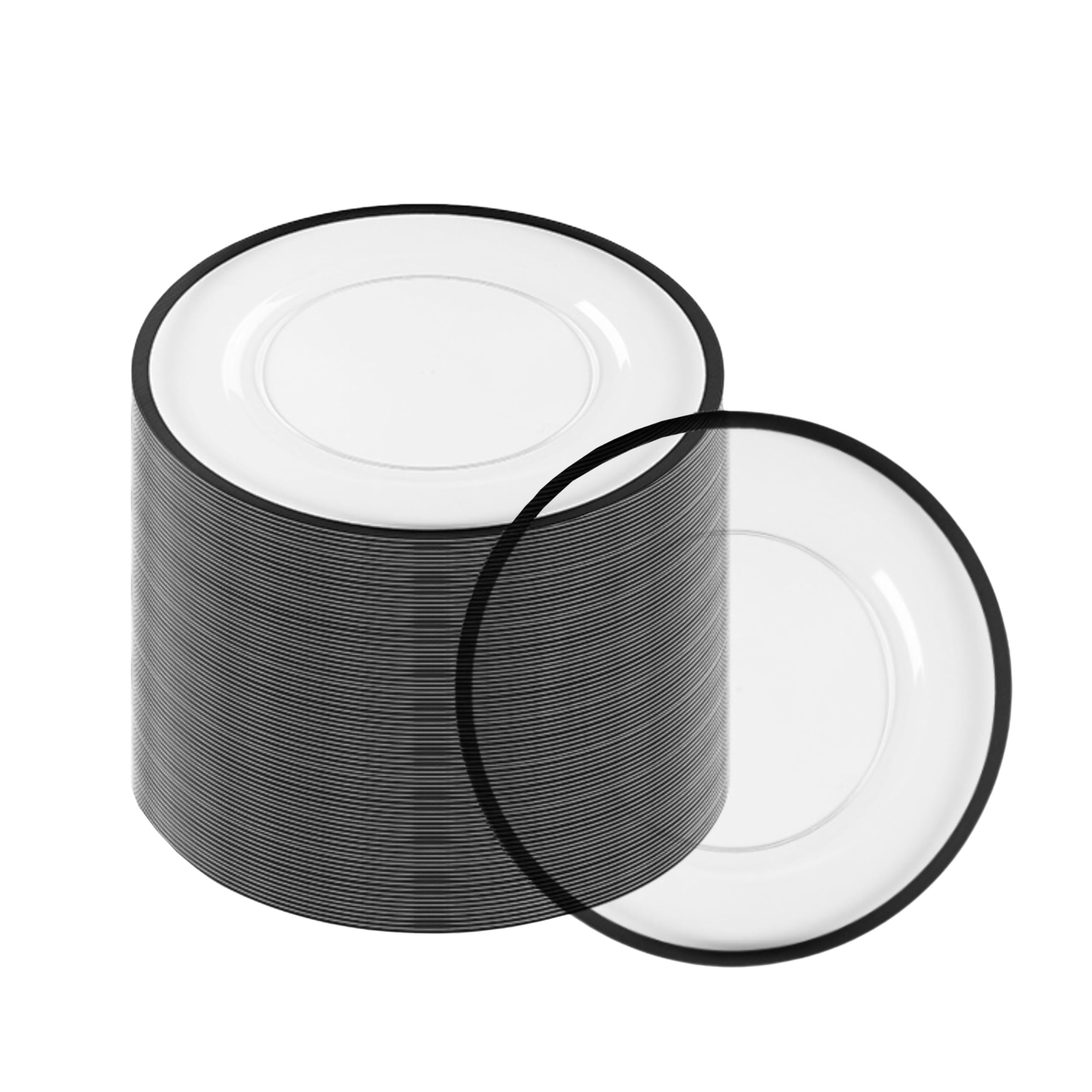 13-Inch Heavy-Duty Disposable Charger Plates for Elegant Dining - Black Rim (Pack of 48) - Perfect for Weddings, Formal Events, Banquets & Dinner Parties - Premium Party Supplies for Stylish Table Settings