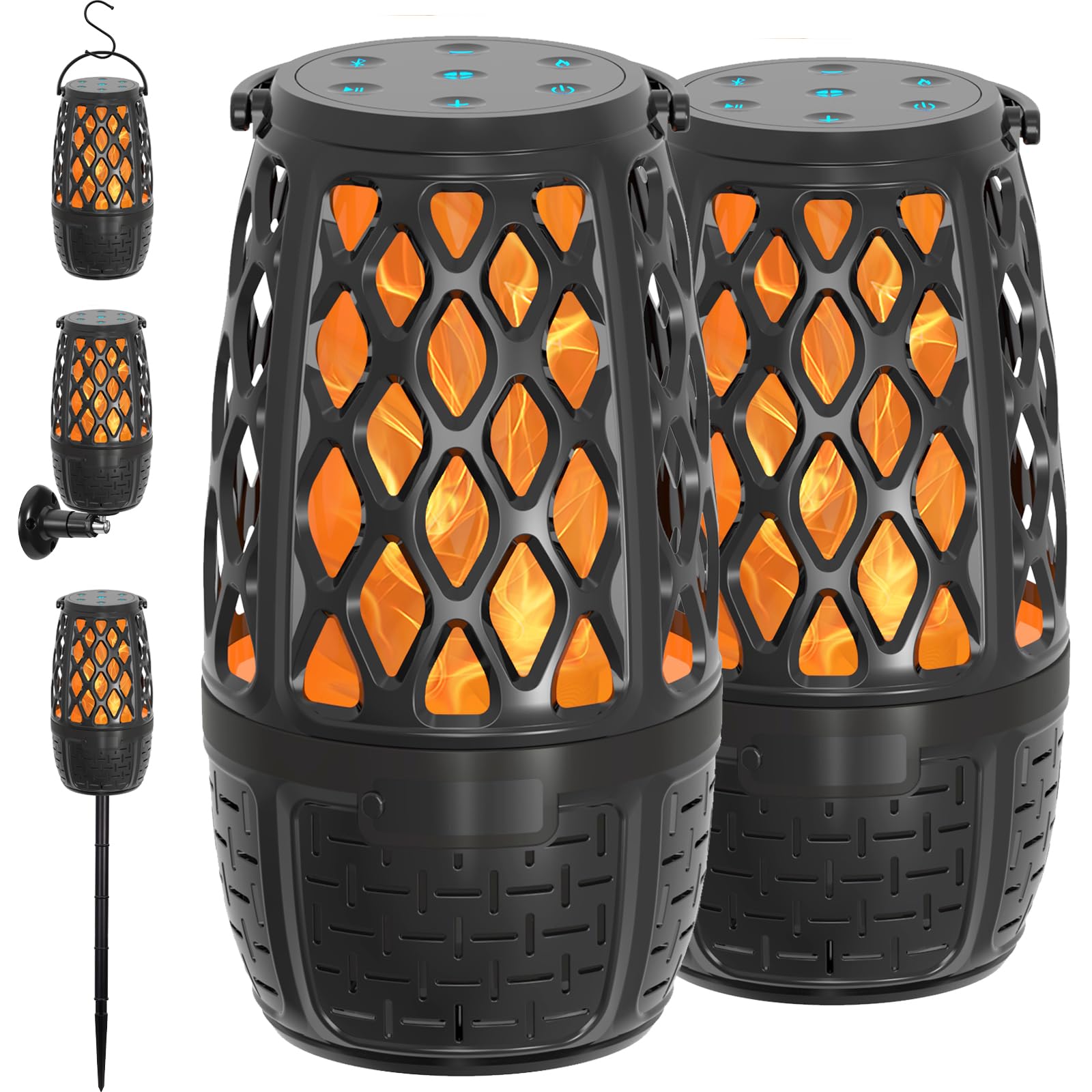 2 Pack Outdoor Bluetooth Speakers - Waterproof, 10W Enhanced Bass, 360° HD Stereo Sound, Multi-Sync up to 100 Speakers with LED Lights - Perfect for Patio, Garden, and Pool Parties