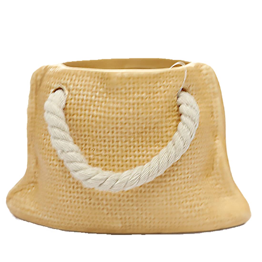 Nordic Mini Handbag Ceramic Vase - Small Brush Barrel Flower Pot for Desktop Decor, Home & Office Decoration (Sack Yellow) | Perfect for Living Room, Bedroom, Coffee Table & Wedding Centerpieces