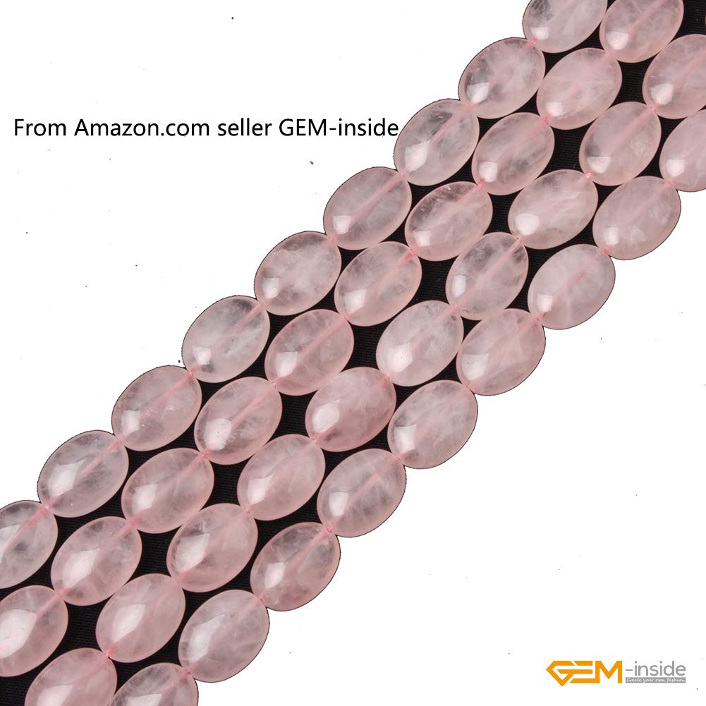Genuine Rose Quartz Gemstone Loose Beads - Natural 13x18mm Oval Crystal Energy Stones for Jewelry Making (15 Inch Strand) - DIY Bracelets, Necklaces & Healing Crystal Jewelry