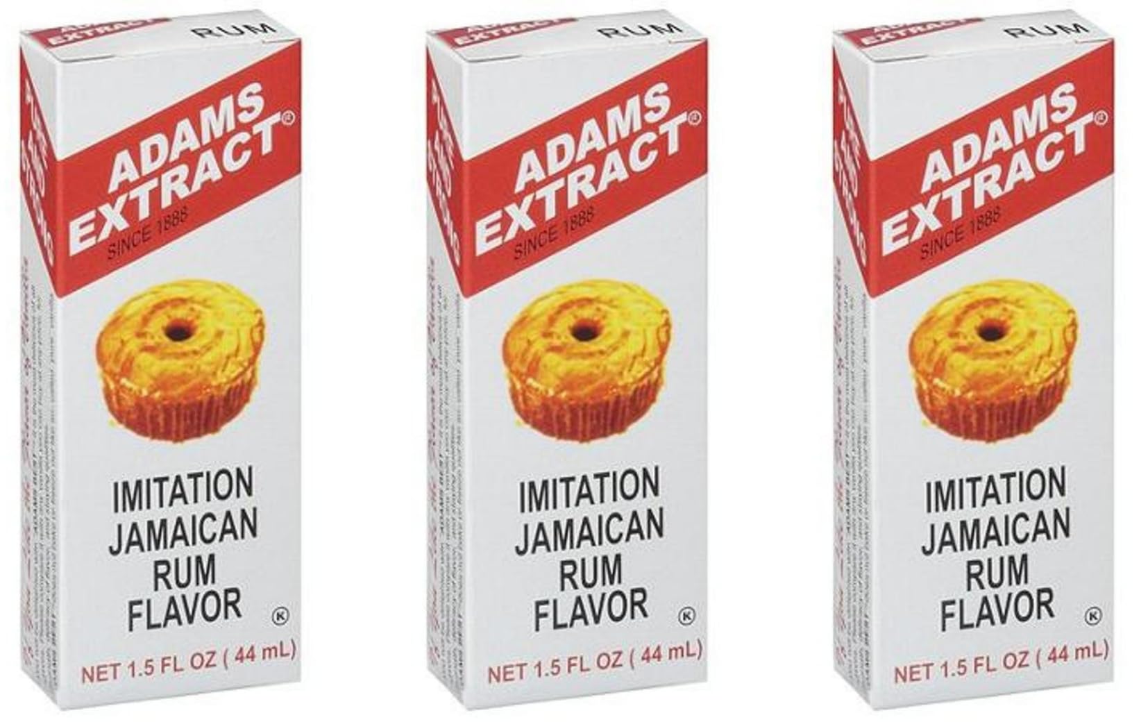 Adams Extract Imitation Jamaican Rum Flavoring 1.5oz Bottles (Pack of 3) - Perfect for Baking, Cocktails & Dessert Recipes