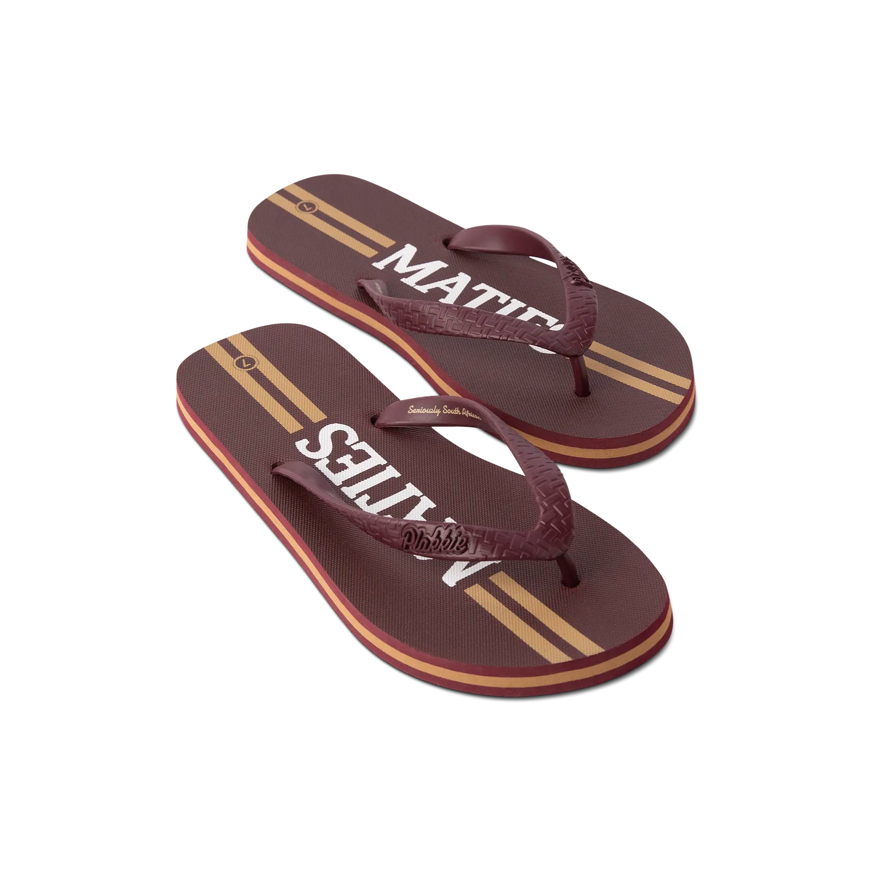 Matie Men's Plakkie Sandals - Comfortable Maroon & White Beach Slides for Summer, Pool, and Outdoor Wear