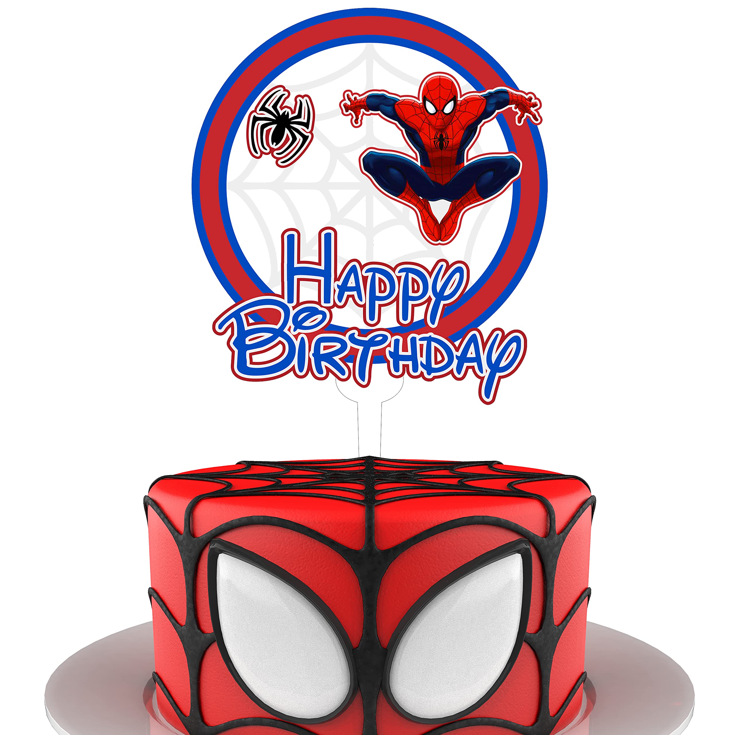 HAKPUOTR Spiderman Cake Topper - Superhero Birthday Cake Decorations - Acrylic Cake Topper for Boys & Girls Birthday Parties - Perfect for Superhero Themed Cakes, Cupcakes, and Desserts