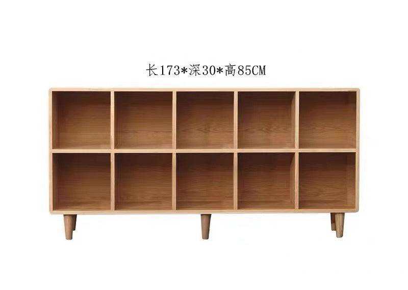 Madison Teak Bookcase Cube - Nordic Style Solid Wood Bookshelf for Living Room, Bedroom, or Office Storage | Modern Book Organizer with 6 Storage Cubes