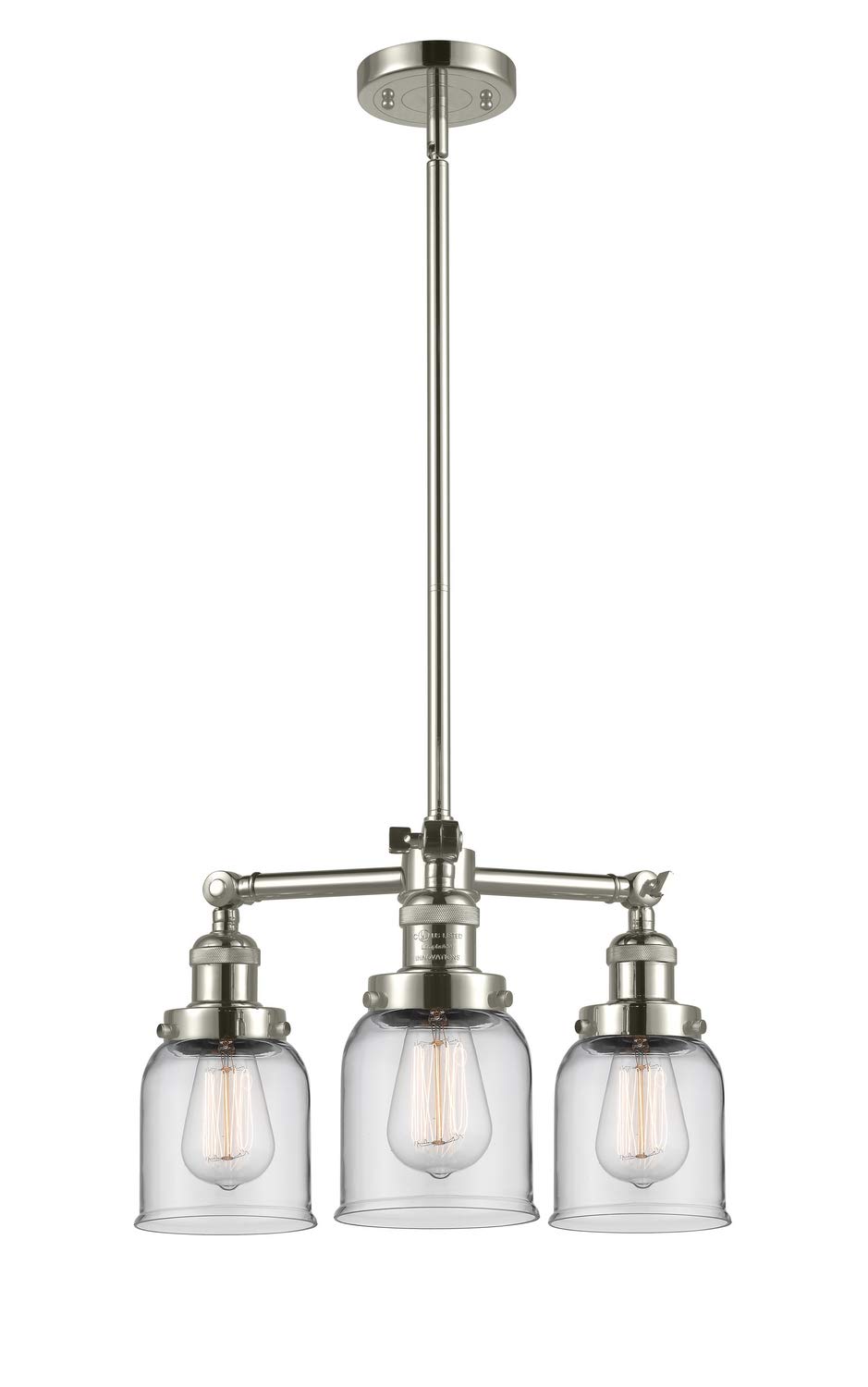 Innovations 207-PN-G52-LED 3-Light Vintage Style Dimmable LED Chandelier in Polished Nickel - Perfect for Dining Room, Bedroom, or Foyer Lighting