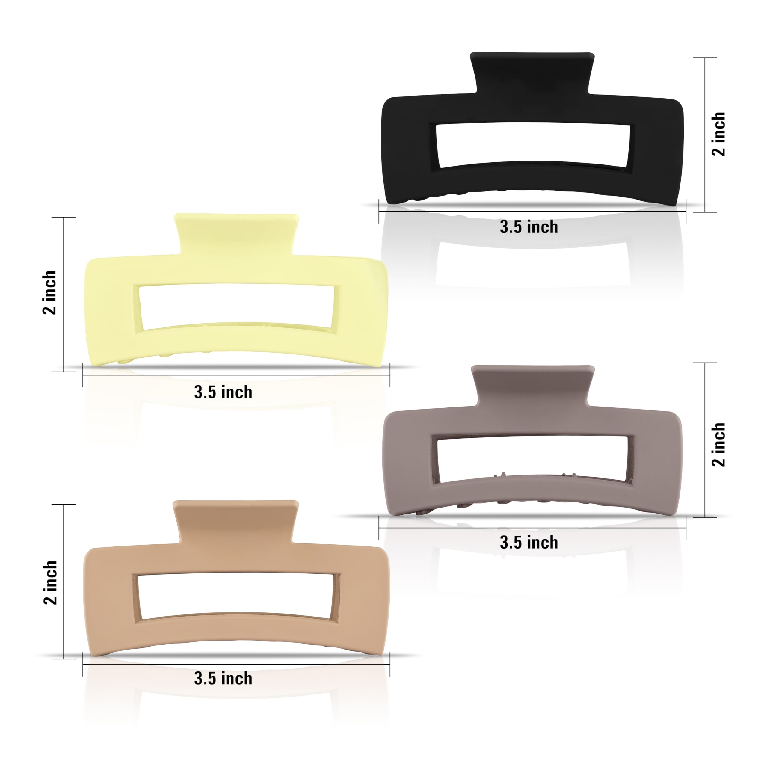 Zollyss 4-Pack Matte Acrylic Hair Claw Clips for Women & Girls - Fashion Hair Accessories in Multicolor | Perfect for Ponytails, Buns & Everyday Styling
