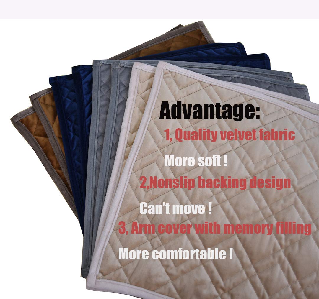 HAOMAIJIA Non-Slip Quilted Armrest Covers for Sofa & Recliner - 2-Piece Set, Furniture Protector for Leather Couches & Armchairs (BGray) - Perfect for Living Room, Office & Home Theater Seating Protection