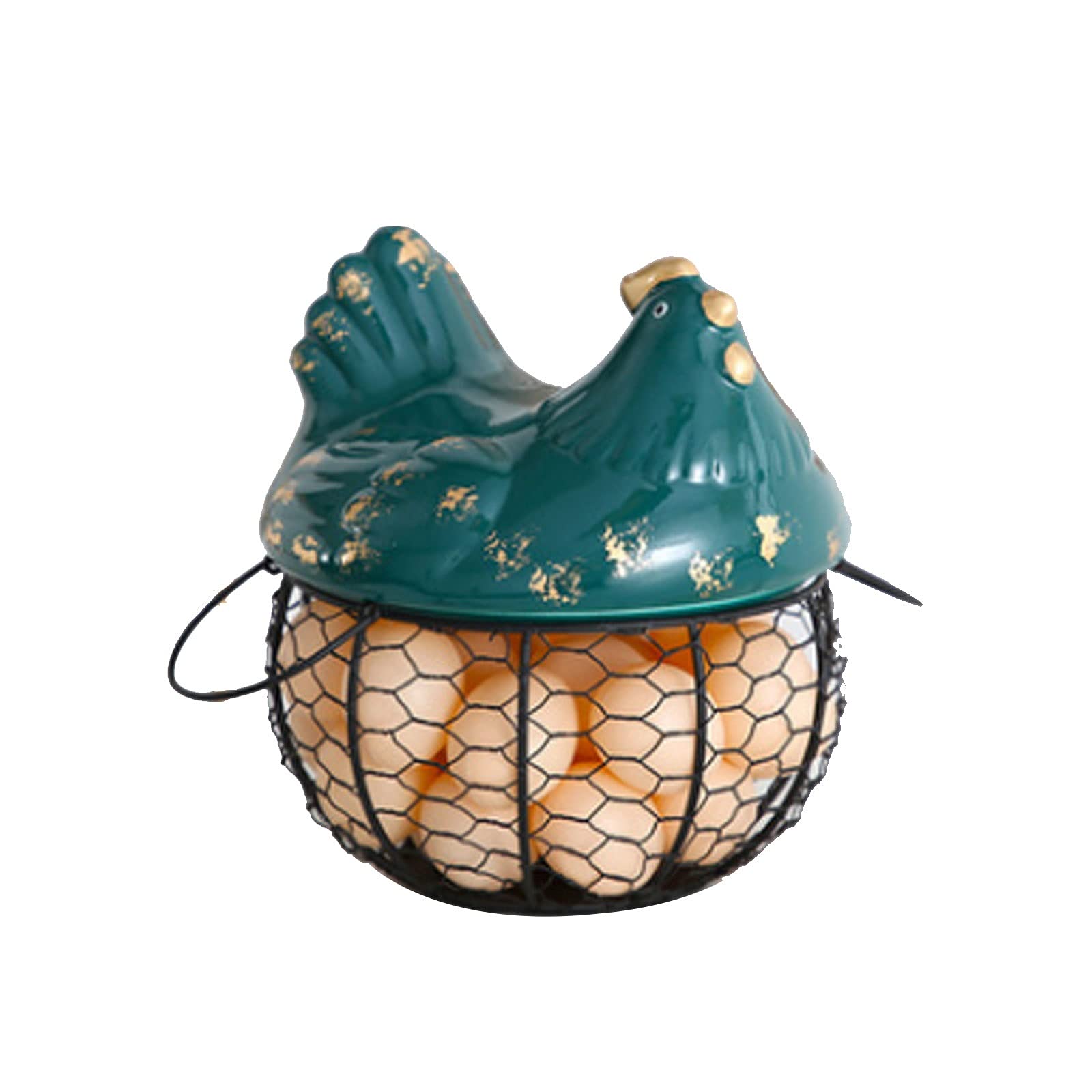 Ceramic Egg Holder for Refrigerator - Black Hen-Shaped Egg Organizer Storage Basket, Fruit & Snack Container Box, Decorative Kitchen Tool - Perfect for Farmhouse Kitchens, Breakfast Buffets & Pantry Organization