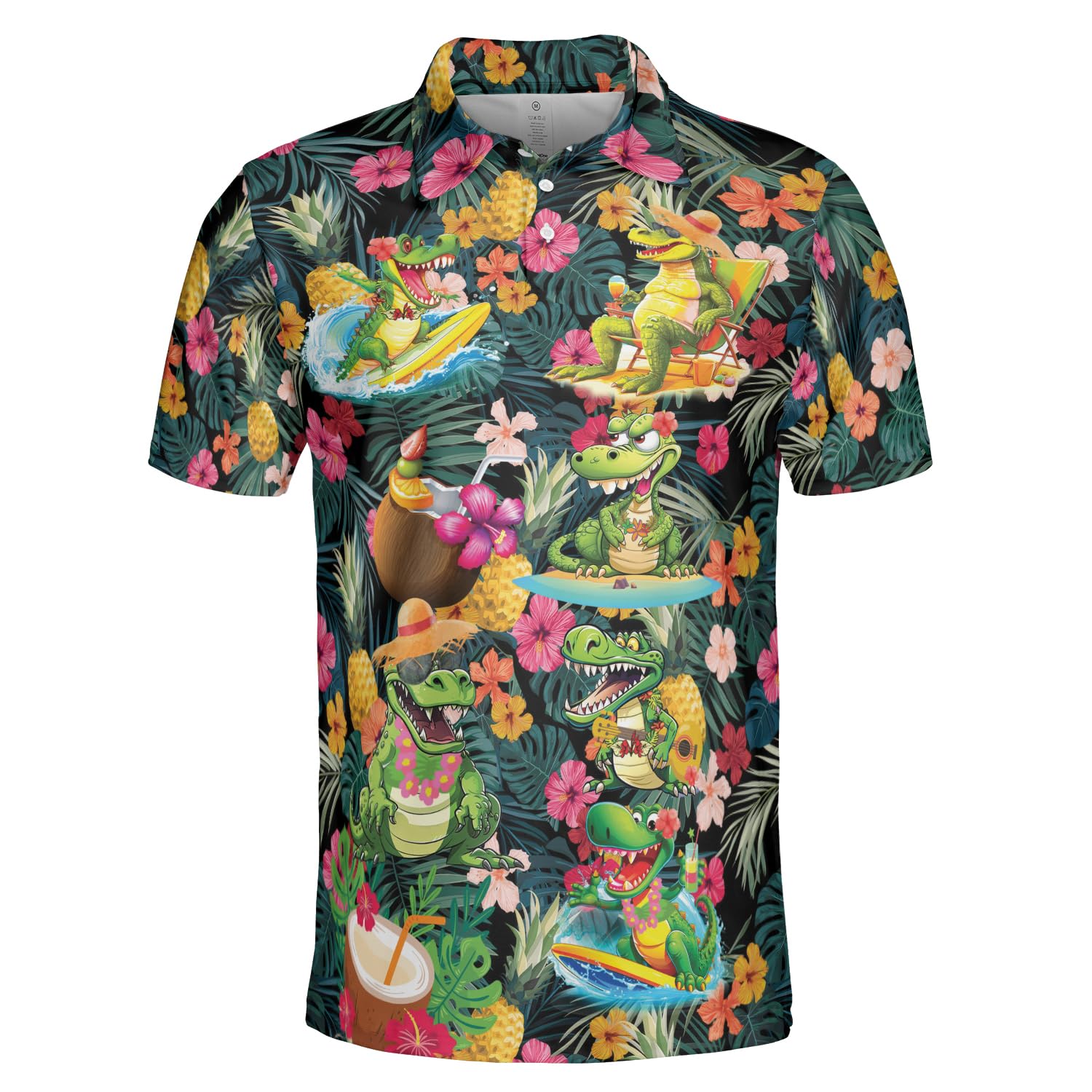 Breathable 3D Print Crocodile Polo Golf Shirts for Men & Women - Quick-Dry Short Sleeve Collared Shirts (Series 5) - Perfect for Golf, Tennis & Casual Wear