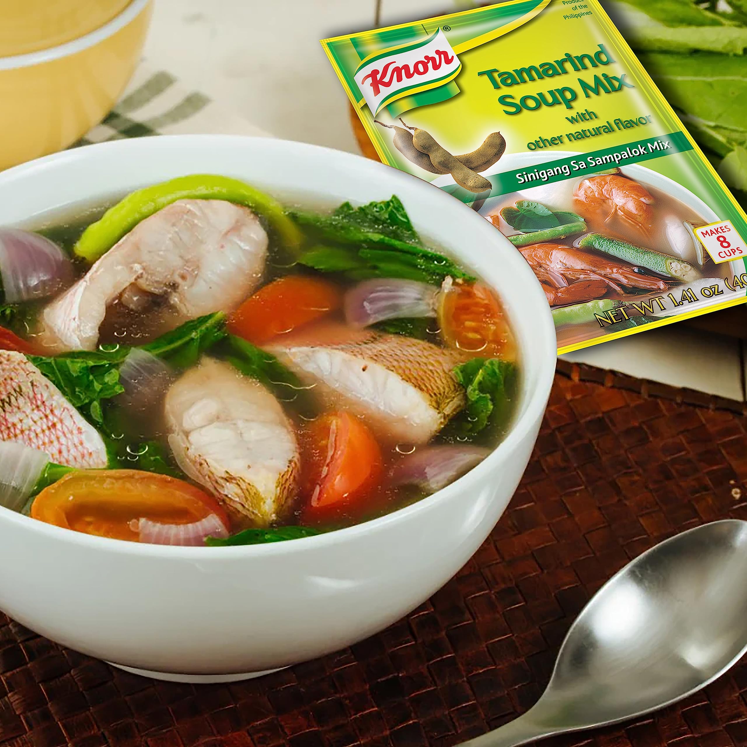 Knorr Tamarind Soup Mix (Sinigang sa Sampalok Mix) 1.41oz (40g) 2-Pack - Authentic Filipino Sour Soup Base for Sinigang, Seafood & Vegetable Dishes | Quick & Easy Meal Solution