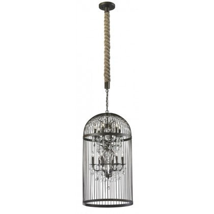 Vintage Small Bridge Cage Chandelier - Antique Style Hanging Light Fixture for Dining Room, Bedroom, or Entryway Decor