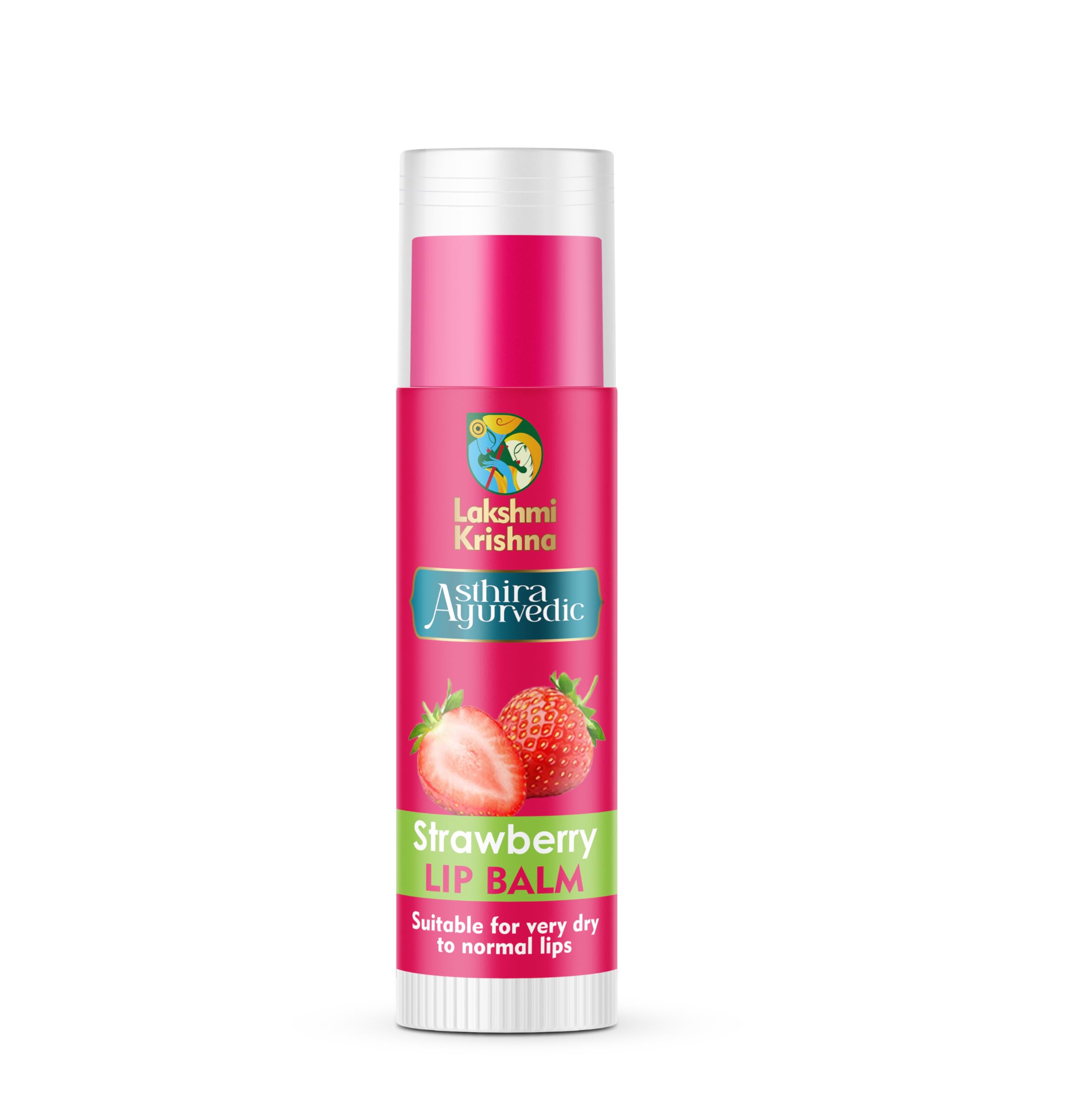 Lakshmi Krishna Strawberry Lip Balm 6g - Hydrating & Repairing Dry Lips with Natural Ingredients | Perfect for Winter Care & Daily Moisturizing