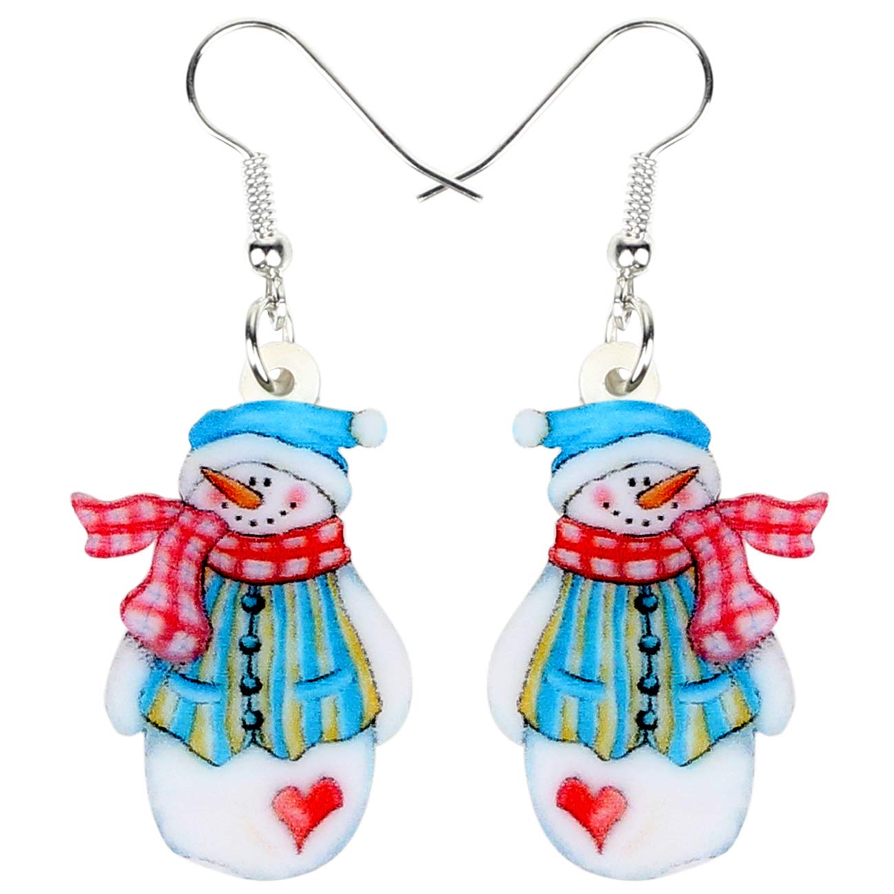 WEVENI Hypoallergenic Acrylic Christmas Snowman Dangle Earrings - Festive Gingerbread Jewelry for Women | Holiday Party Gift, Christmas Accessories & Winter Fashion Statement