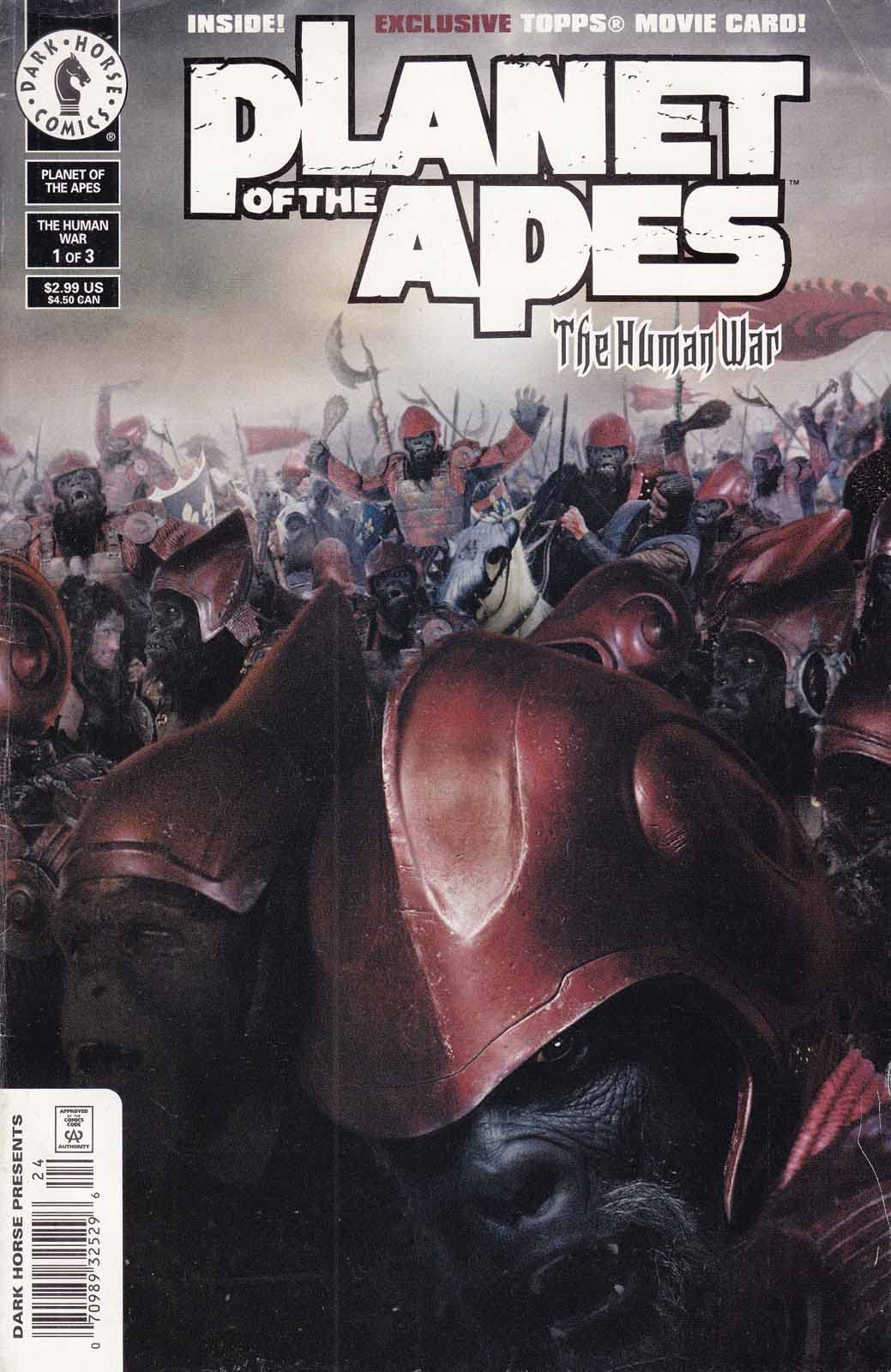 Planet of the Apes Series 3 #1 Newsstand Edition with Collectible Card - FN Grade Dark Horse Comic Book | Human War Saga - Perfect for Comic Collectors & Sci-Fi Fans
