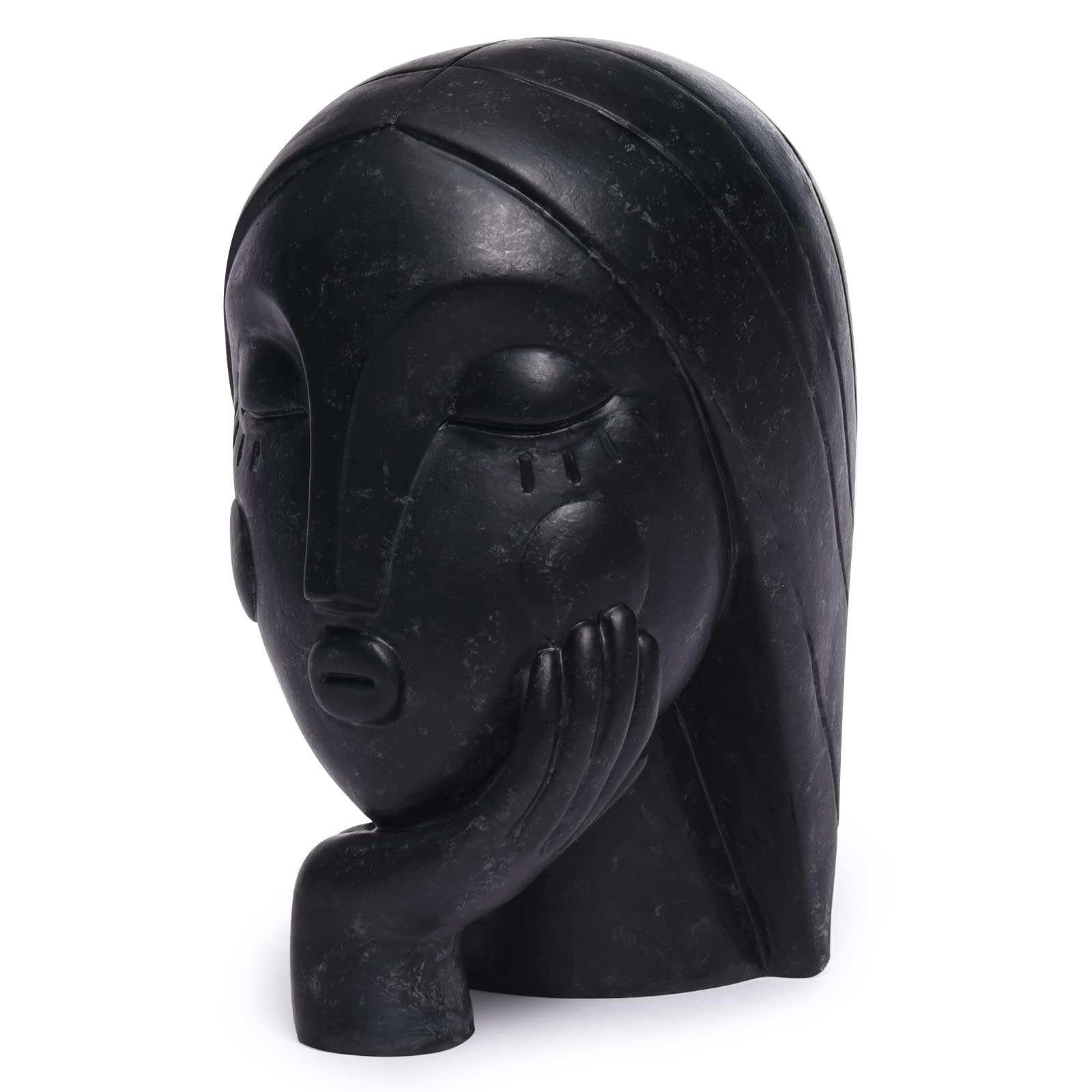 Pointnio African Woman Sculpture Decor - Handcrafted Black Statue for Bookshelf, Home Office, Desktop & Bedroom Decoration - Perfect Accent Piece for Modern & Boho Interiors