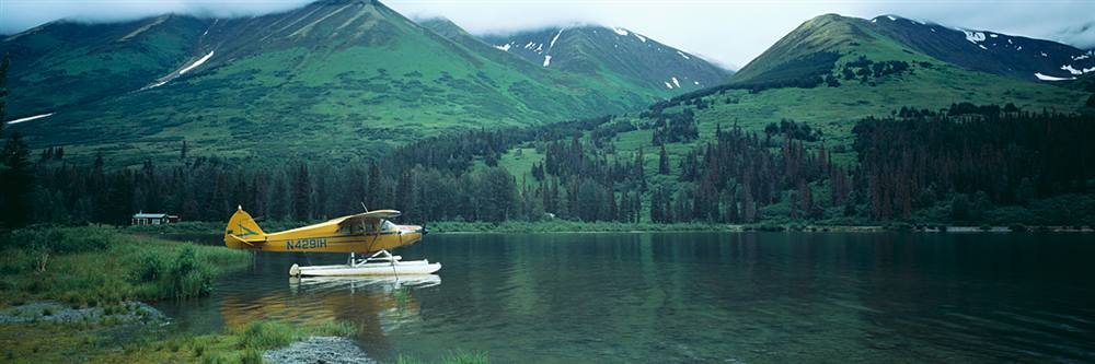 Peel & Stick Wall Mural - Float Plane Kenai Peninsula Alaska Scenery (48x16 Inches) | Removable Self-Adhesive Wallpaper for Bedroom, Living Room, Nursery & Office Decor
