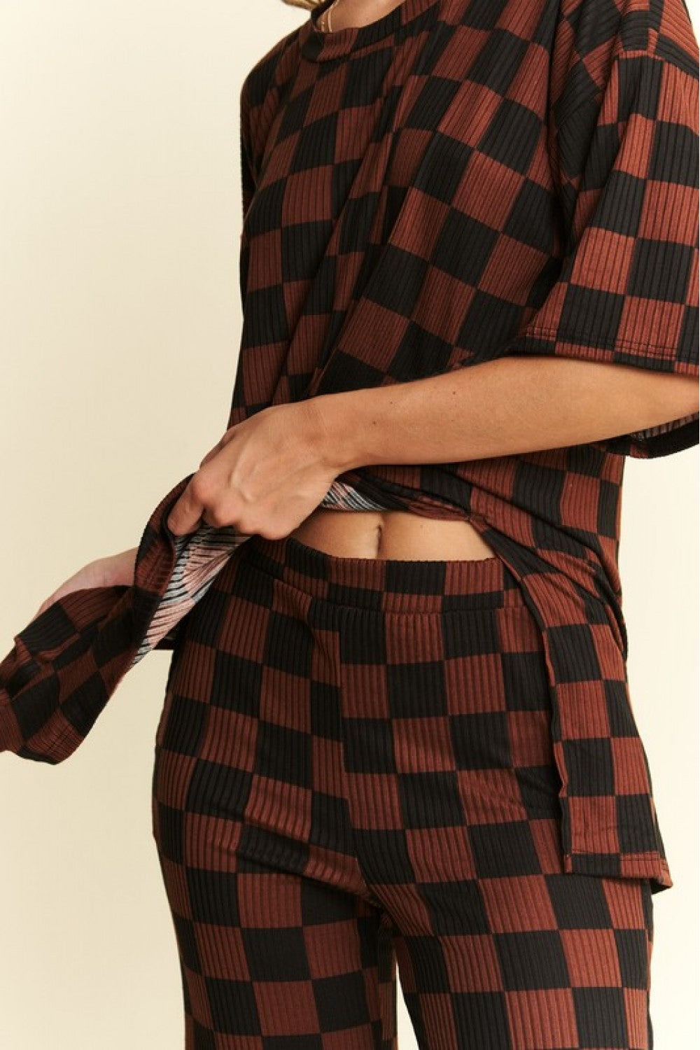 Stylish Mocha & Black Checkered Blouse for Women - Trendy Plaid Shirt for Casual Outfits, Office Wear & Date Nights
