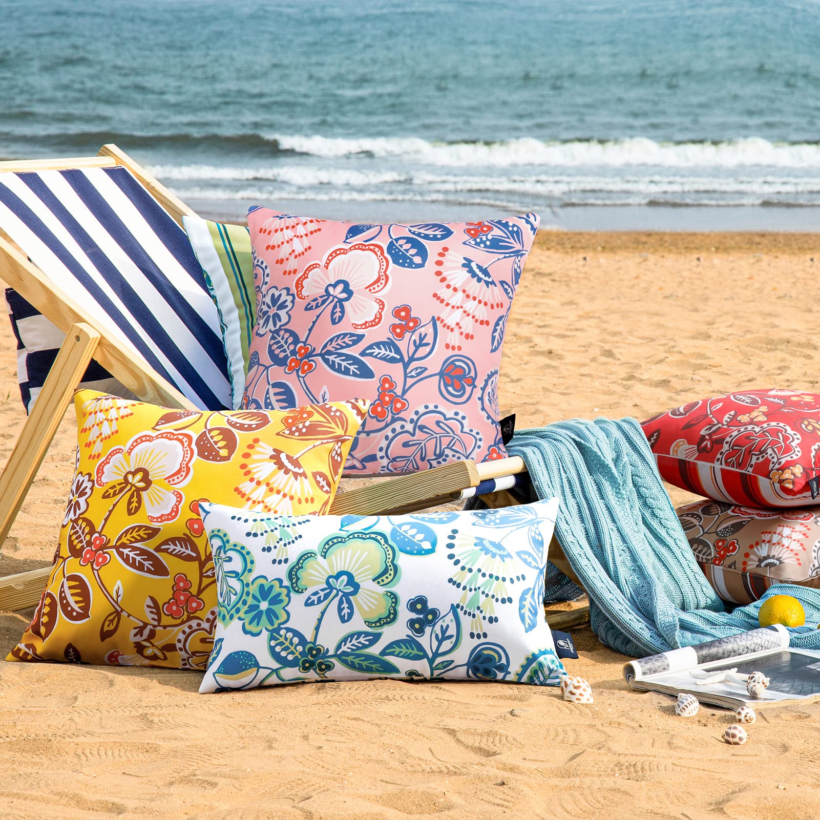 Waterproof Outdoor Pillow Covers 20x20 Inch - Pack of 2 for Patio, Couch & Camping