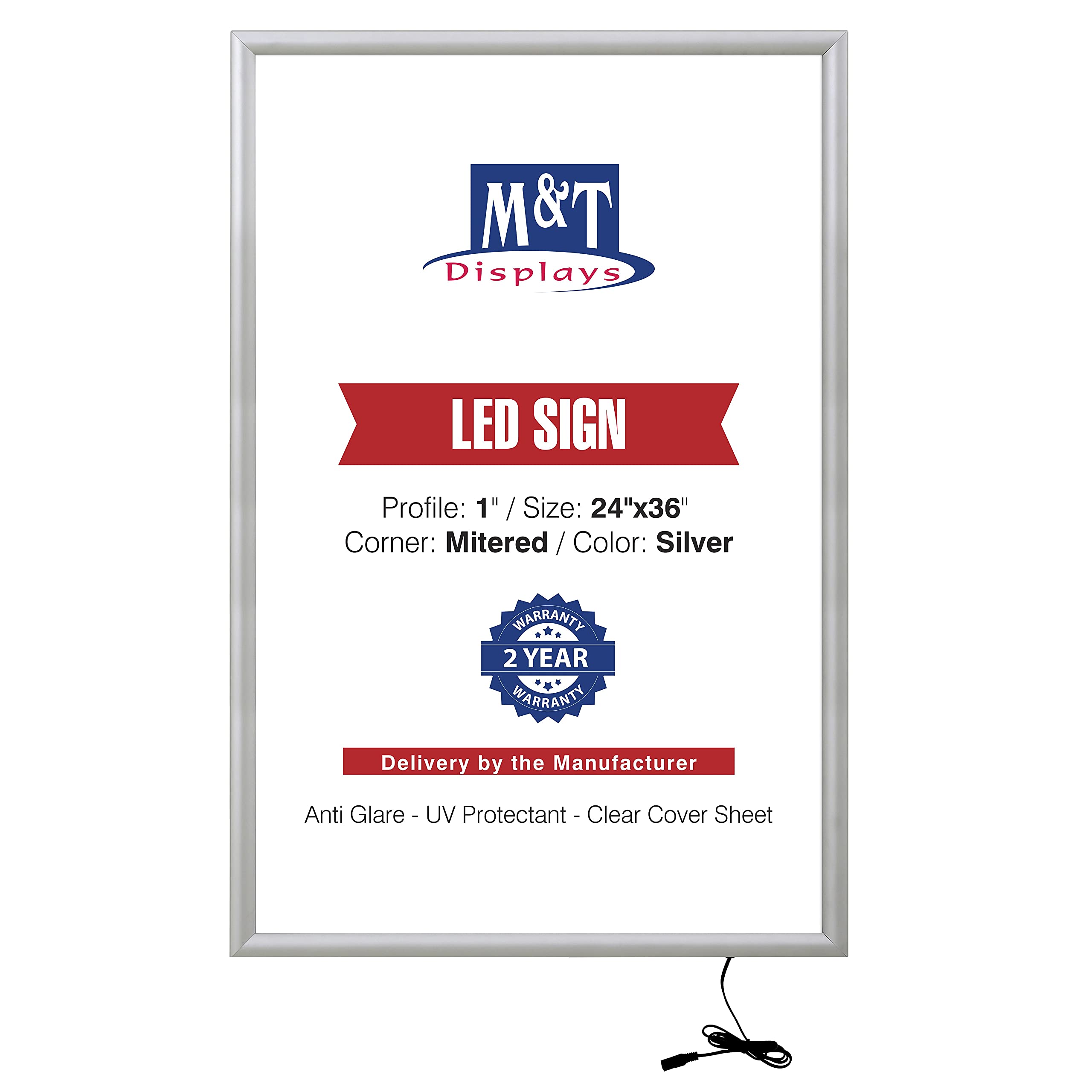 24x36 Inch Silver LED Light Box Poster Frame - 1