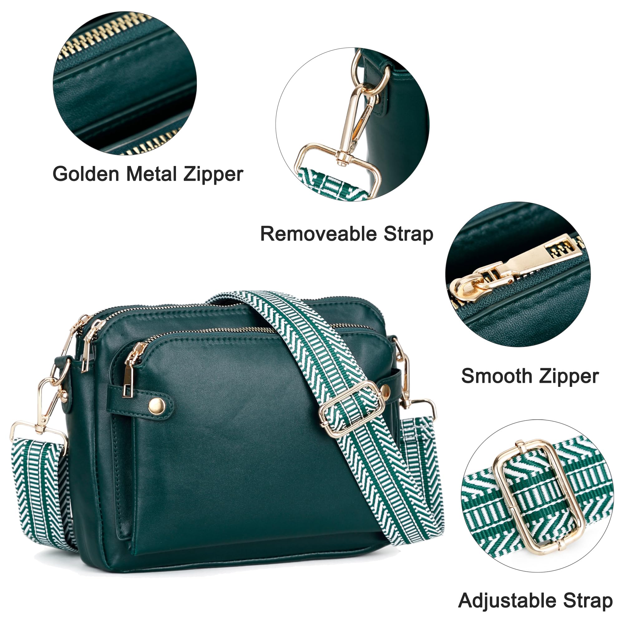 Vegan Leather Crossbody Bags for Women - Adjustable Shoulder Handbag with 2 Straps | Perfect for Work, Travel & Everyday Use