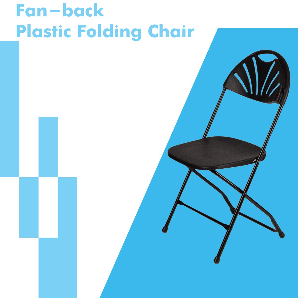 TitanPRO Black Fanback Plastic Folding Chairs - Heavy Duty 18 Gauge Steel Frame Stackable Dining Chairs - Commercial Grade for Outdoor, Wedding, Party & Event Seating - 10 Pack - Perfect for Banquets, Catering & Backyard Gatherings