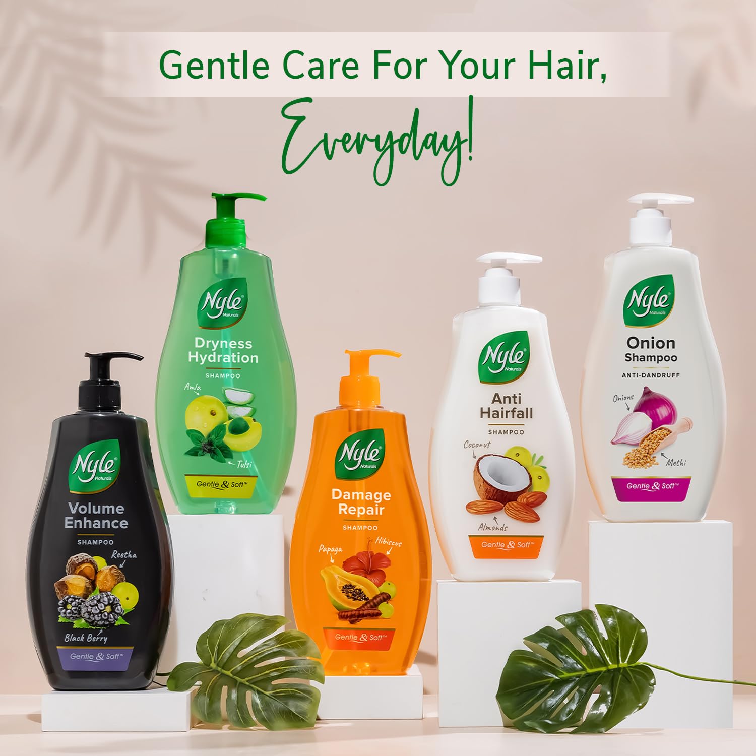 Nyle Naturals Hydrating Shampoo for Dry & Frizzy Hair - 800ml with Tulsi, Amla & Aloe Vera | Gentle Moisturizing Shampoo for Men & Women | Perfect for Damaged Hair Repair & Daily Hydration