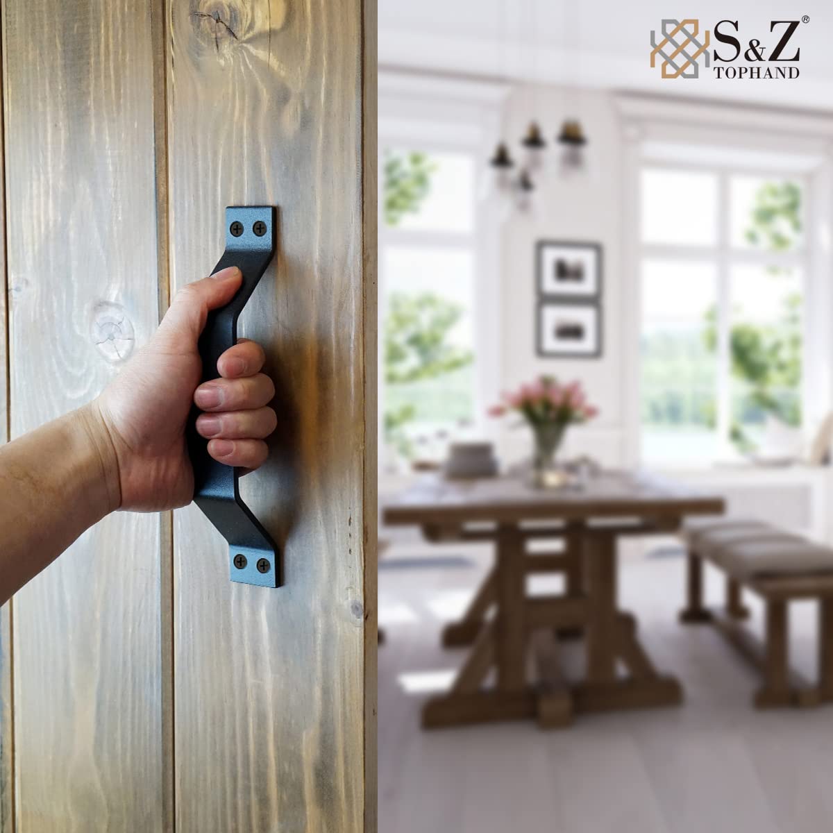 S&Z TOPHAND 40x84 Inch Solid Wood Barn Door - Unfinished British Brace Sliding Door - Modern Style - Easy Assembly - Perfect for Bedroom, Closet, or Farmhouse Décor (40 Inch, Unfinished)
