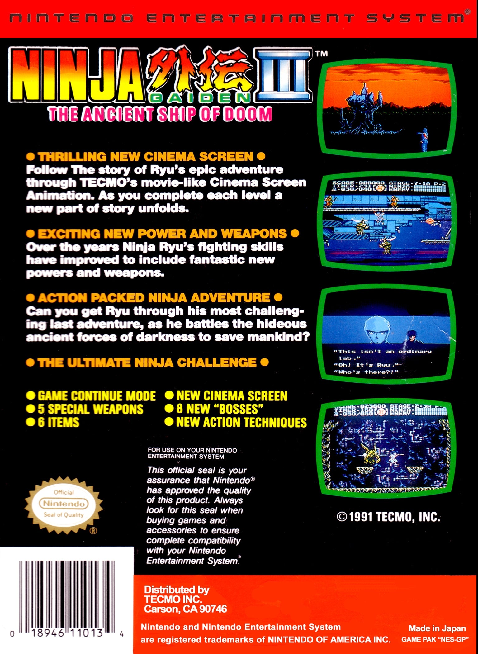 Ninja Gaiden III: The Ancient Ship of Doom - Classic Action-Adventure Game for Nintendo NES | Retro Gaming Collectible & Gift for Gamers | Perfect for Nostalgic Playthroughs and Gaming Collections