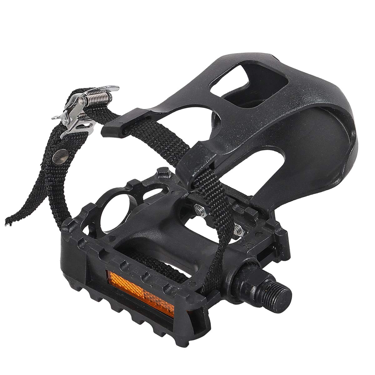 DRBIKE Alloy & PP Bike Pedals with Toe Clip Cage and Straps - 9/16