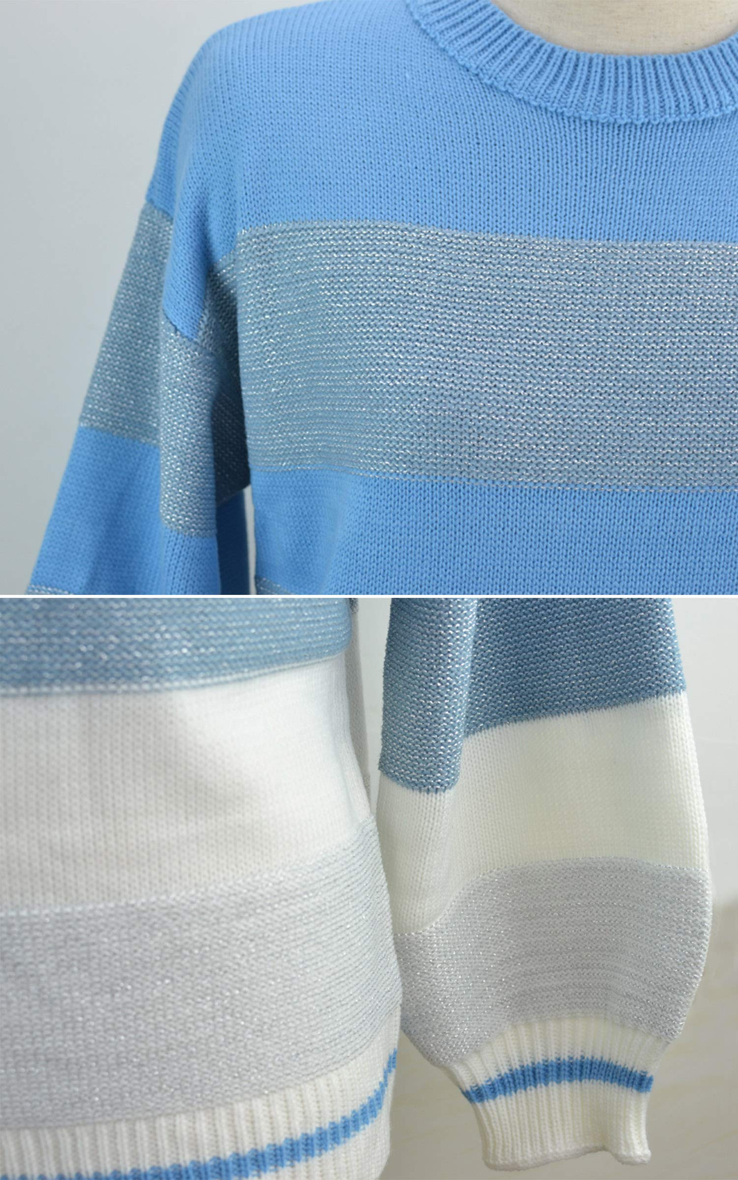 Angashion Women's Casual Long Sleeve Color Block Patchwork Knit Sweater - Soft Crewneck Pullover for Fall & Winter, Perfect for Office, Dating and Weekend Outfits