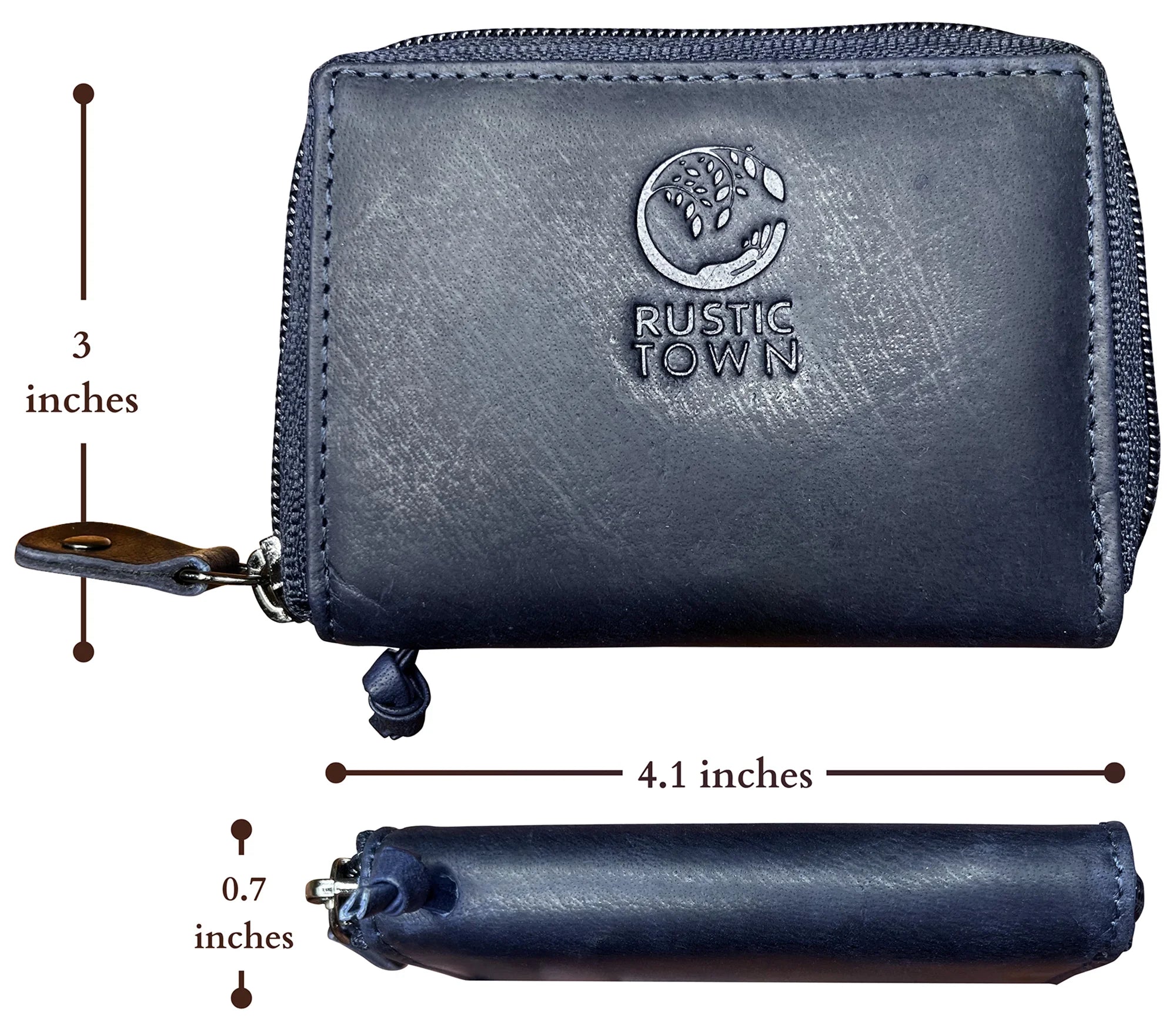 Premium Genuine Leather Key Holder Case - Zippered Key Organizer Wallet for Men & Women (Blue) - Perfect for Home, Office & Travel Organization