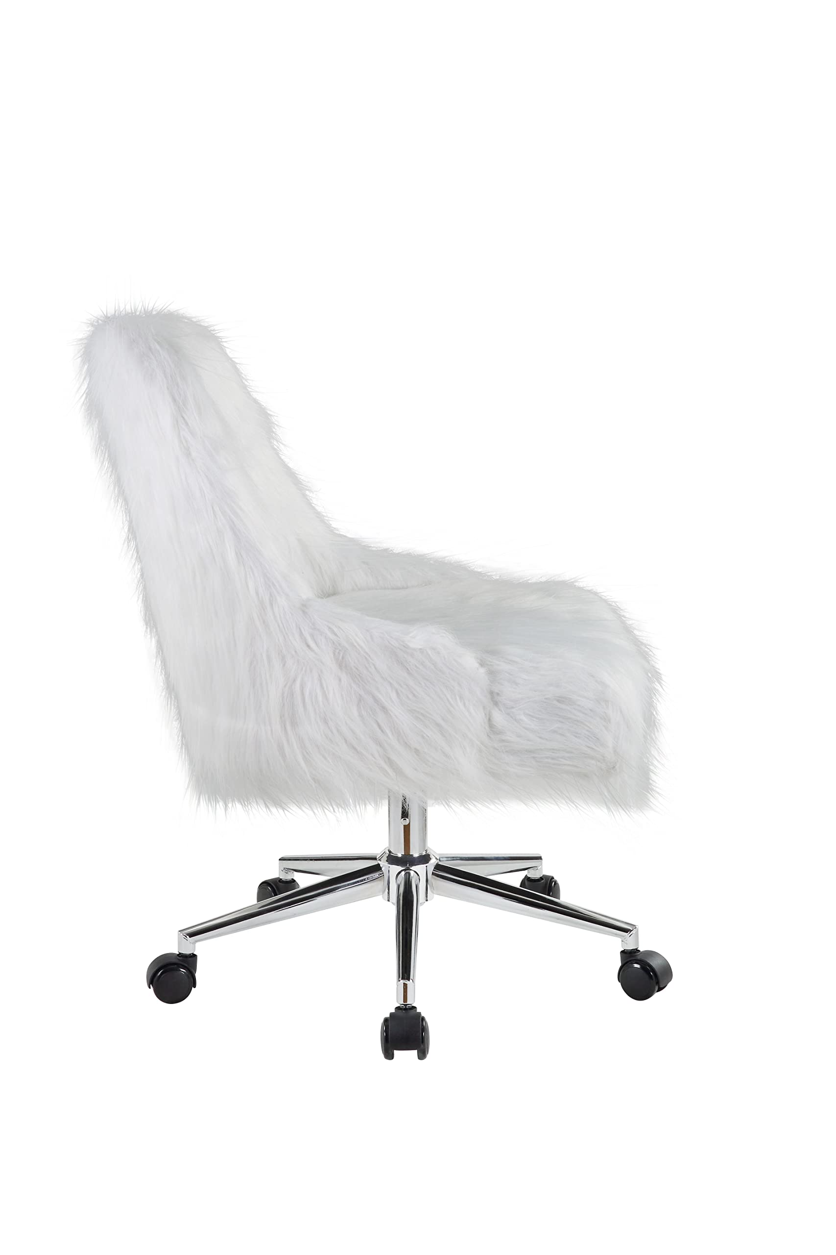 HomVent Faux Fur Desk Chair - Soft Swivel Vanity Chair with Adjustable Height, Fluffy Armless Office Chair for Home, Studio & Makeup | Perfect for Living Room, Bedroom, Dressing Table & Workspace