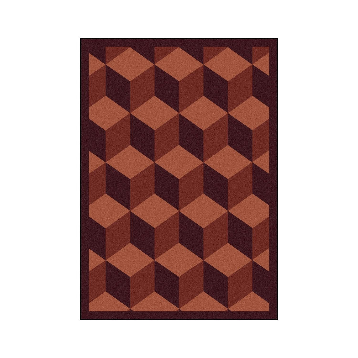 Joy Carpets Kaleidoscope Highrise Whimsical Area Rugs - Burgundy Red Modern Kids Room & Playroom Rug - Soft Non-Slip Nursery Carpet for Bedroom, Living Room & Dorm Decor