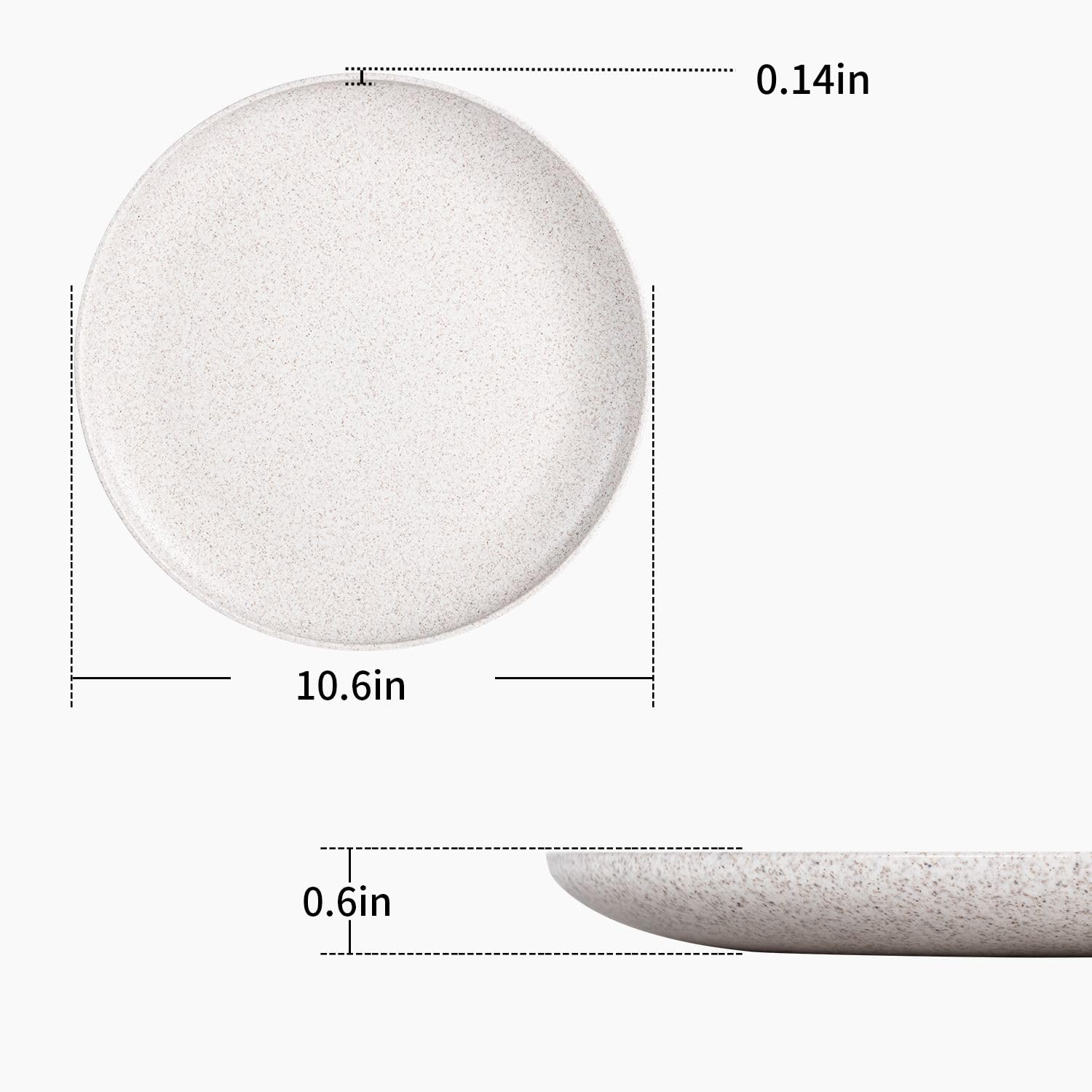 10-Inch Wheat Straw Plates Set of 4 - Reusable BPA-Free Eco-Friendly Dinner Plates for Kids & Adults - Microwave & Dishwasher Safe - Perfect for Family Meals, Picnics & Outdoor Dining (Wheat White)