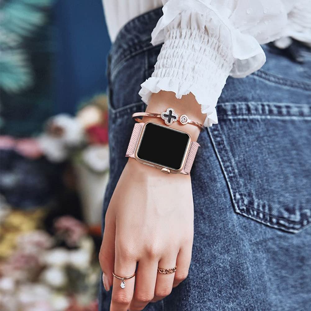 WIGERLON Stretchy Nylon Solo Loop Band Compatible with Apple Watch Series 7/6/5/4/3/2/1/SE (38mm/40mm/41mm/42mm/44mm/45mm) - Soft Breathable Sport Strap for Workout, Running & Daily Wear